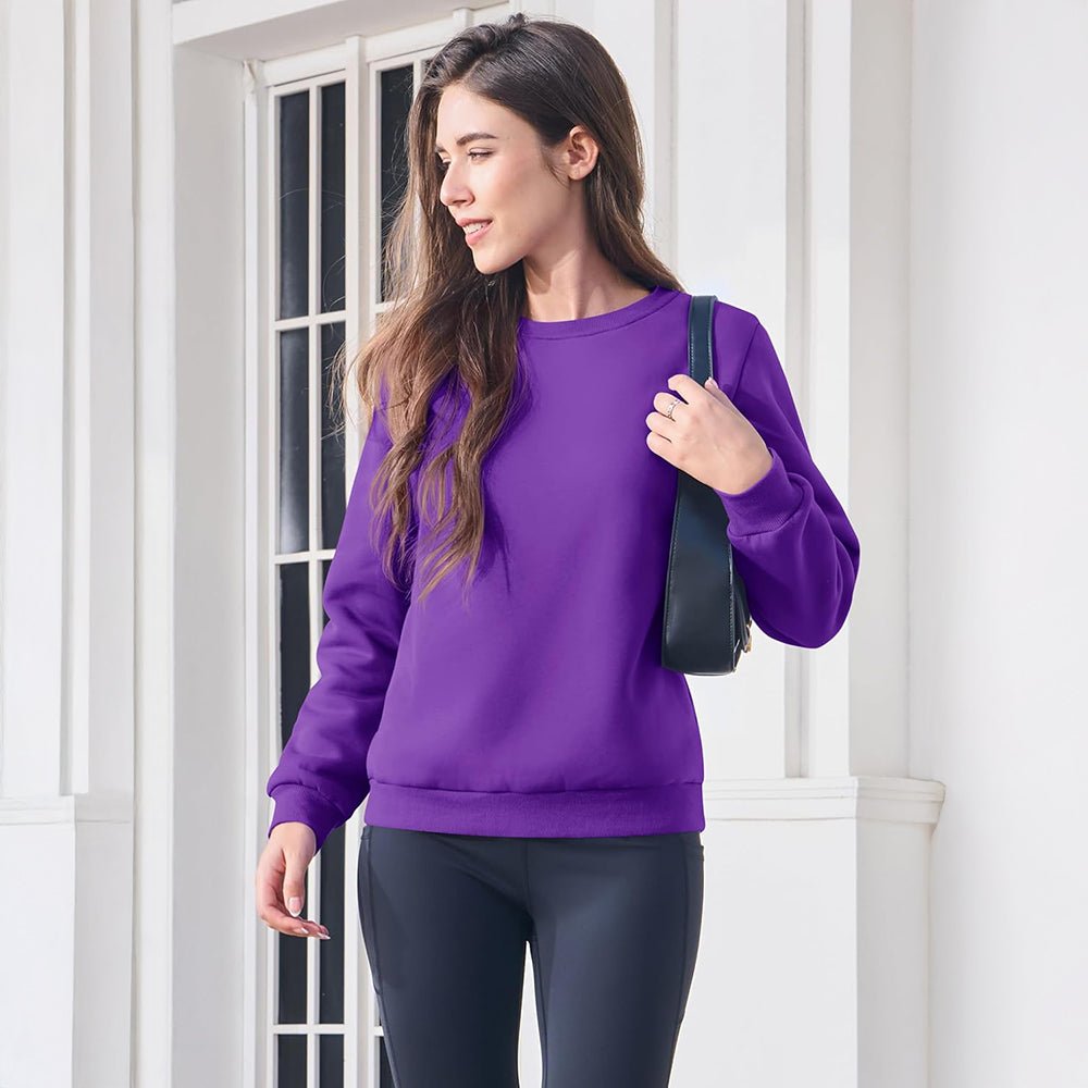 Purple Women's Fleece Sweatshirt - Crewneck, Winter Warm & Cozy - MAGCOMSEN