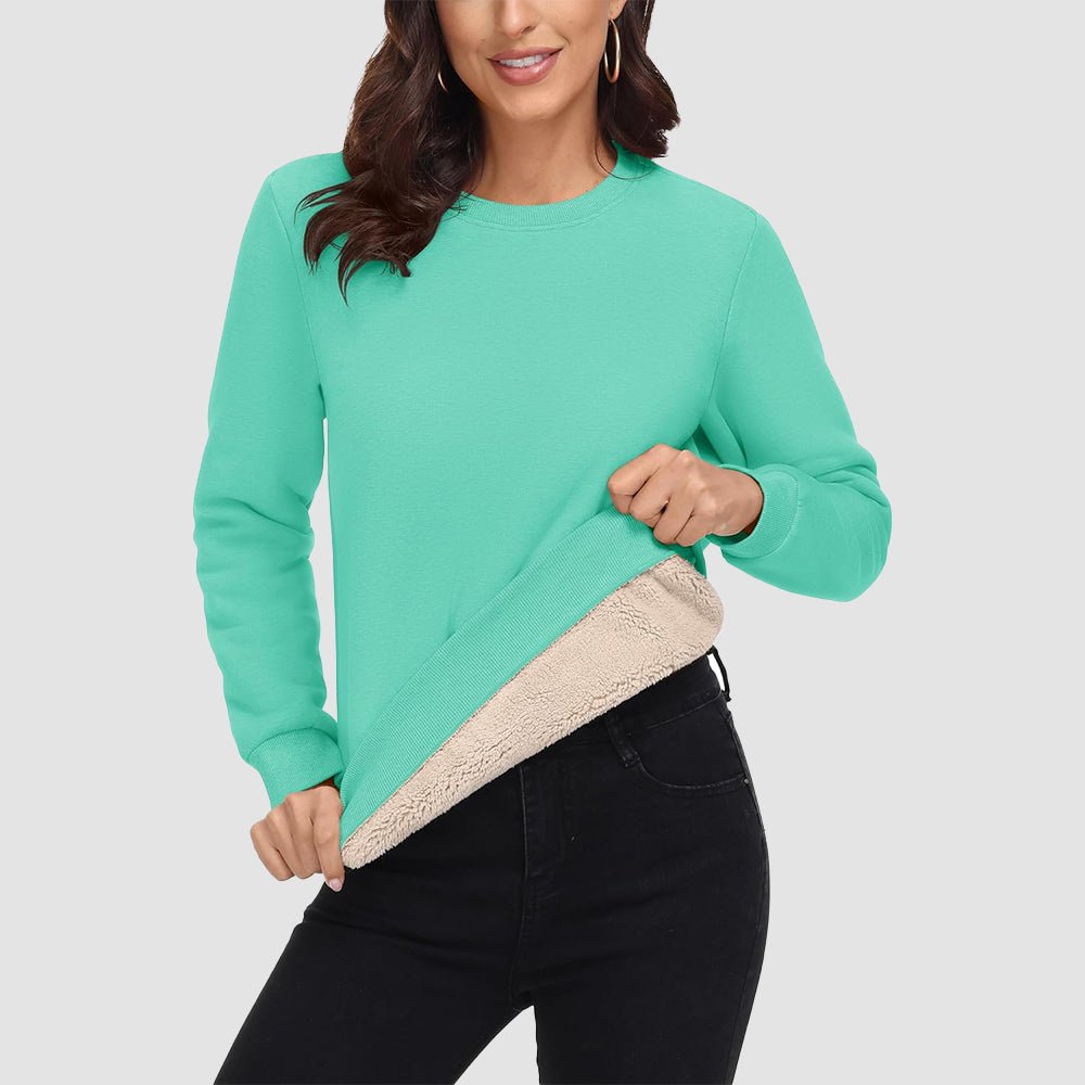 Mint Women's Fleece Sweatshirt - Crewneck, Winter Warm & Cozy - MAGCOMSEN