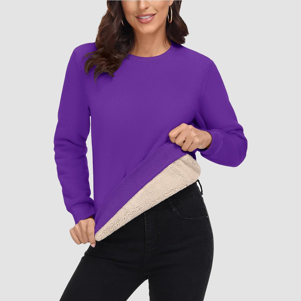 Purple Women's Fleece Sweatshirt - Crewneck, Winter Warm & Cozy - MAGCOMSEN
