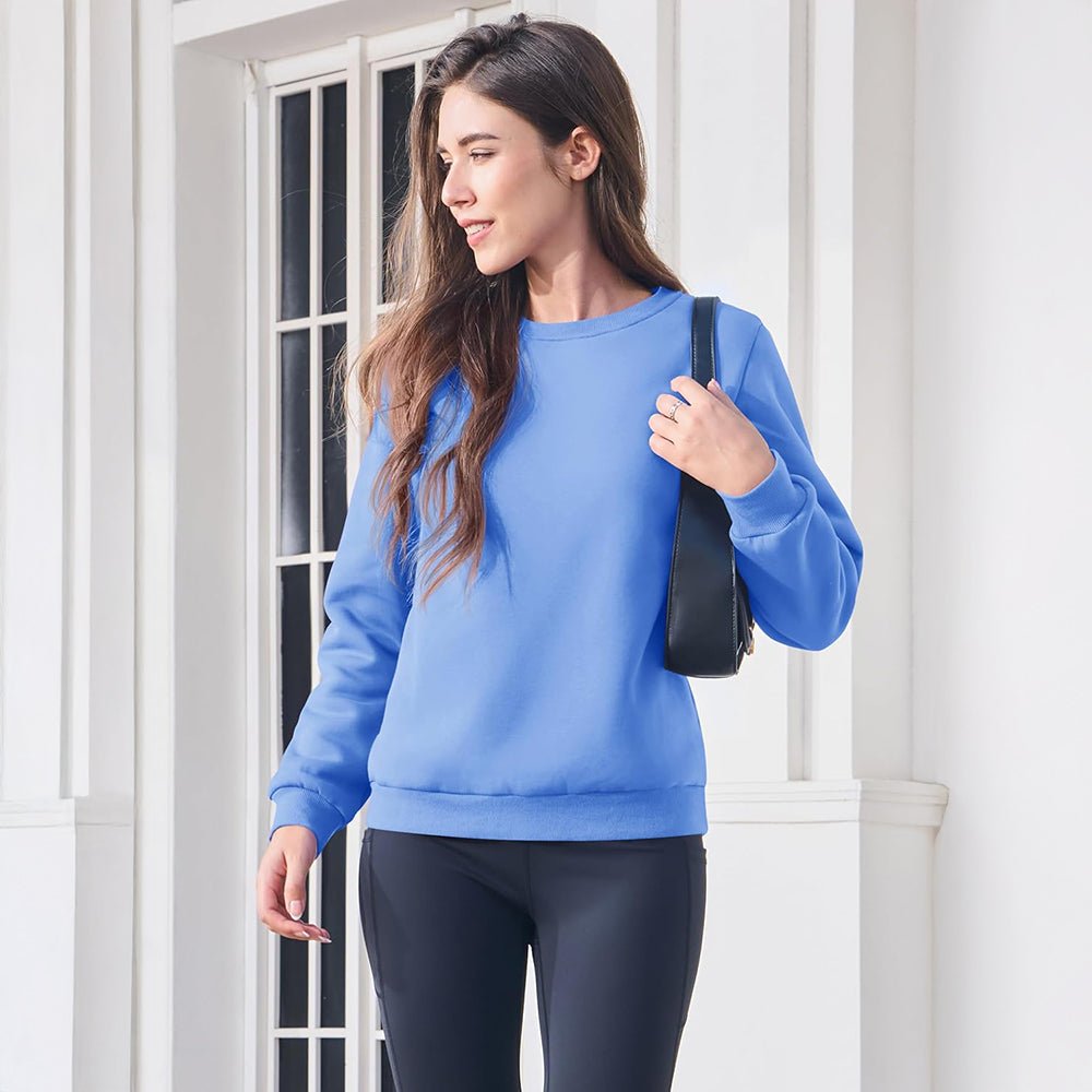 Sky Blue Women's Fleece Sweatshirt - Crewneck, Winter Warm & Cozy - MAGCOMSEN