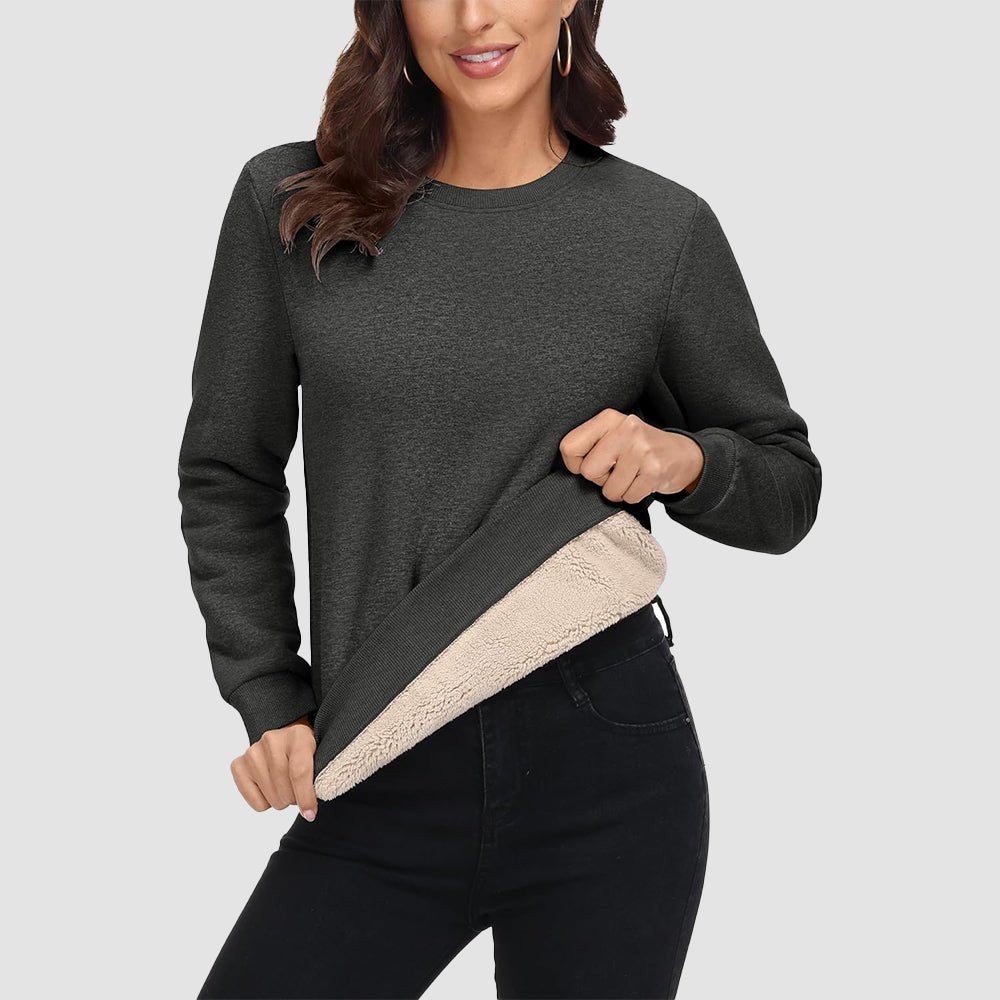 Dark Grey Women's Fleece Sweatshirt - Crewneck, Winter Warm & Cozy - MAGCOMSEN