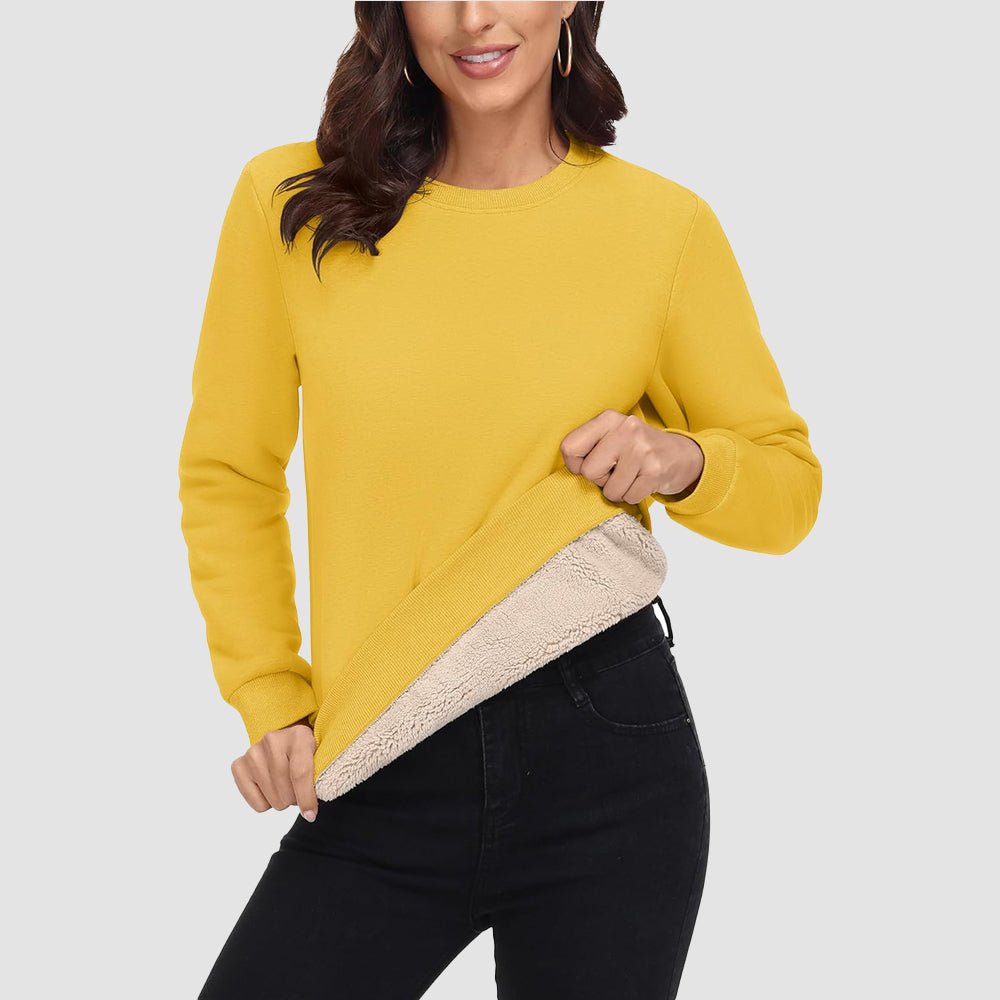 Yellow Women's Fleece Sweatshirt - Crewneck, Winter Warm & Cozy - MAGCOMSEN