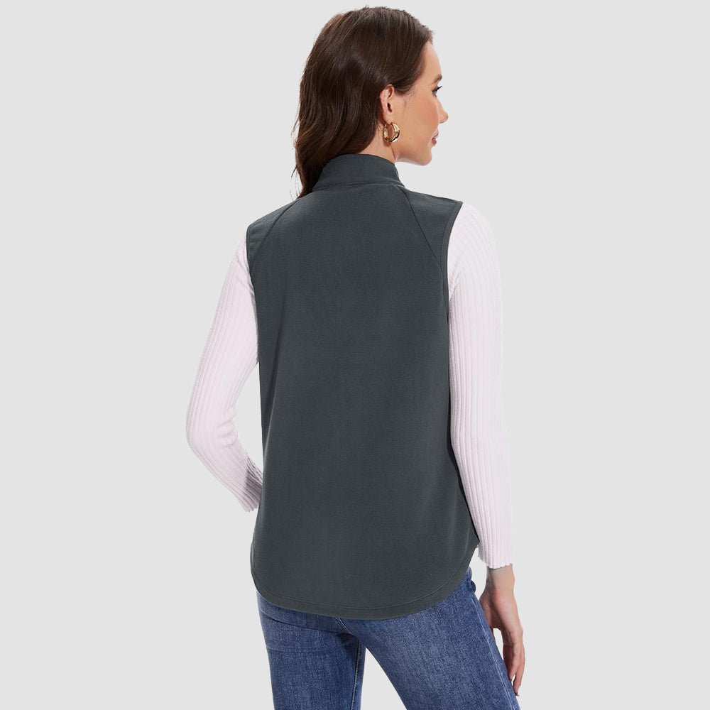 Dark Gray Women's Fleece Vest Sleeveless Lightweight Warmth Jackets - MAGCOMSEN