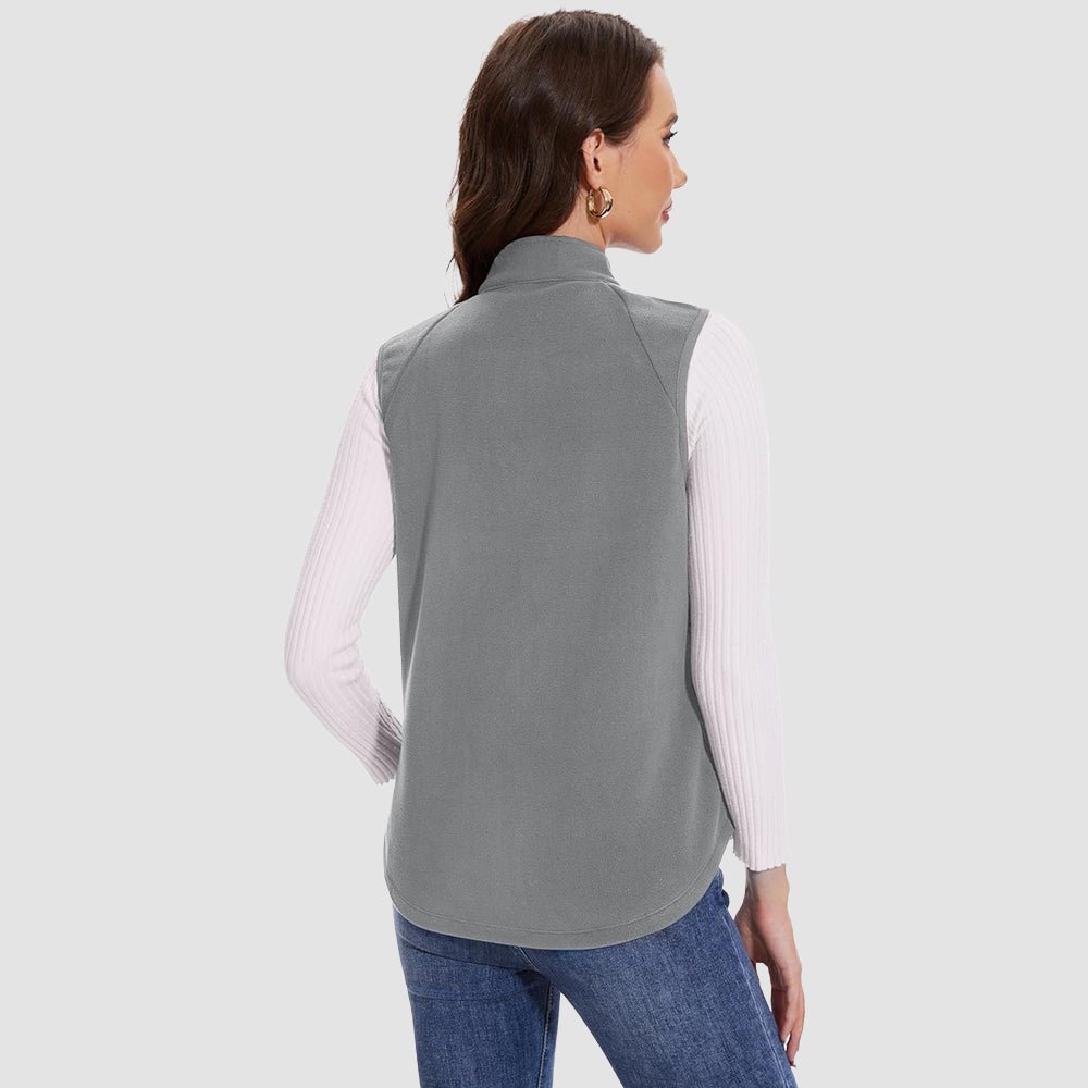 Light Grey Women's Fleece Vest Sleeveless Lightweight Warmth Jackets - MAGCOMSEN