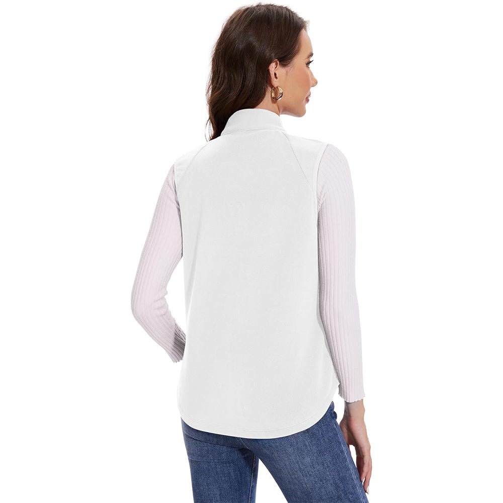White Women's Fleece Vest Sleeveless Lightweight Warmth Jackets - MAGCOMSEN
