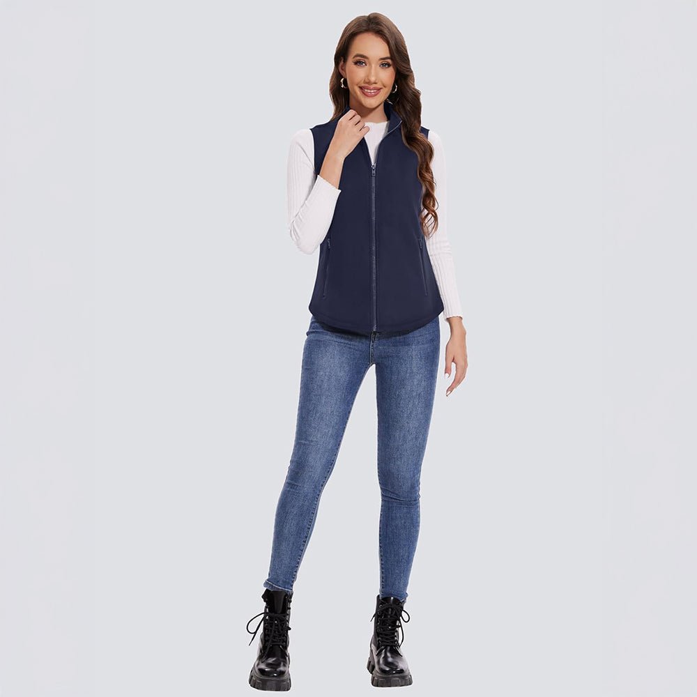 Navy Women's Fleece Vest Sleeveless Lightweight Warmth Jackets - MAGCOMSEN