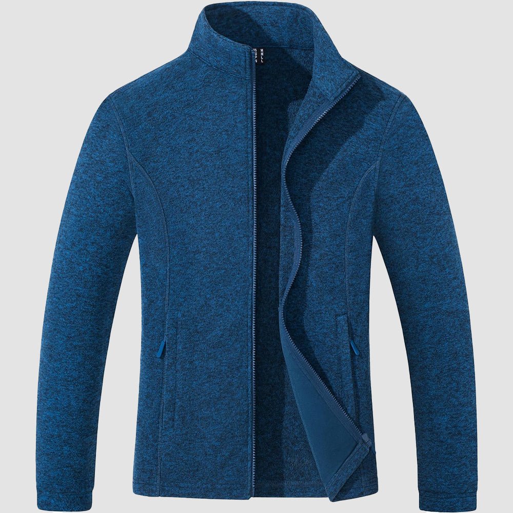 Medium Blue Women's Full Zip Fleece Jacket - Zip Pockets, Warm - MAGCOMSEN