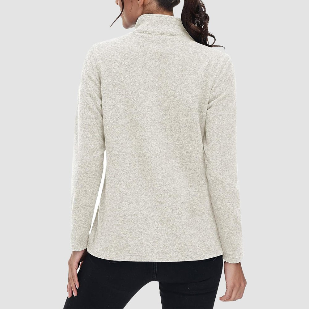 Beige Women's Full Zip Fleece Jacket - Zip Pockets, Warm - MAGCOMSEN