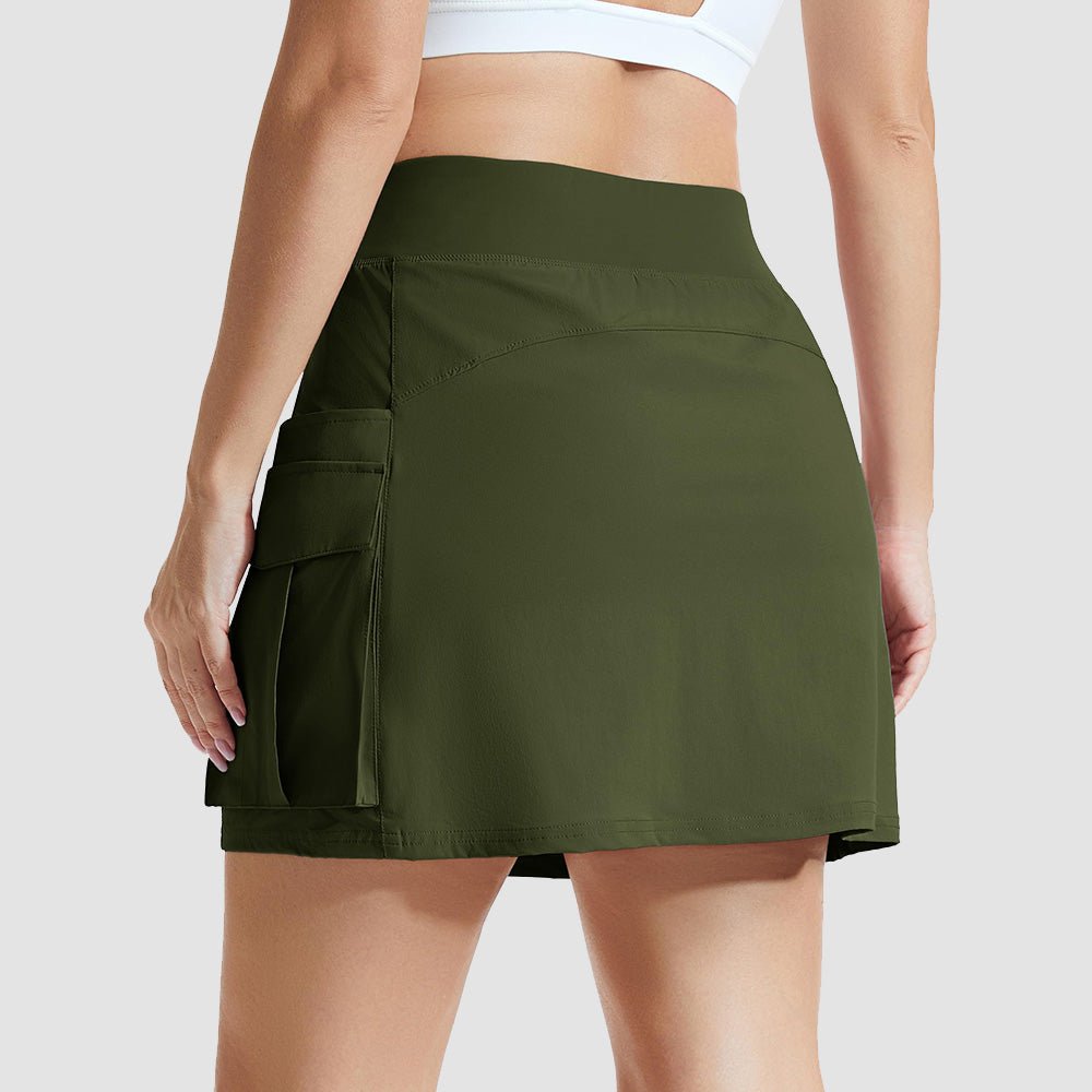 Armygreen Women's High Waisted Hiking Cargo Skort with 4 Pockets - Golf Tennis Skirt - MAGCOMSEN