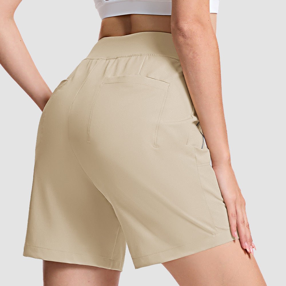 Women's High Waisted Hiking Shorts - Quick Dry Golf Shorts Light Khaki by MAGCOMSEN
