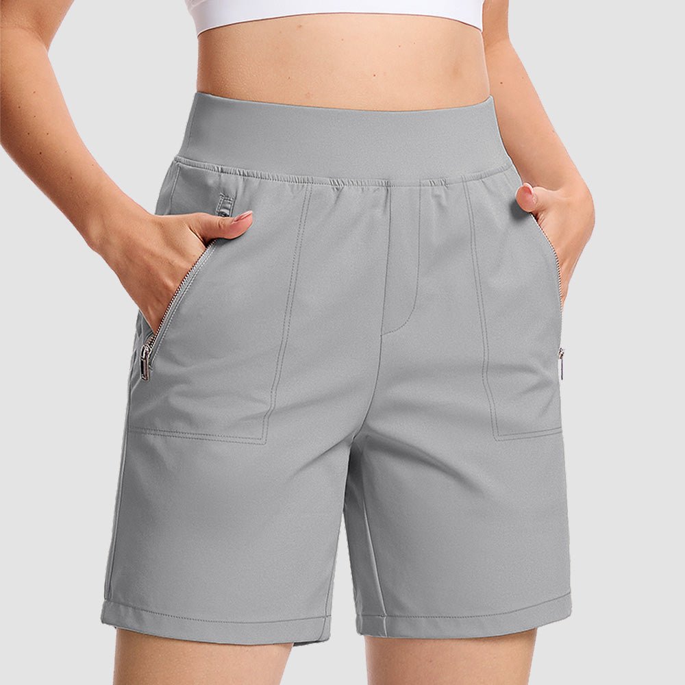 Women's High Waisted Hiking Shorts - Quick Dry Golf Shorts Light Grey by MAGCOMSEN