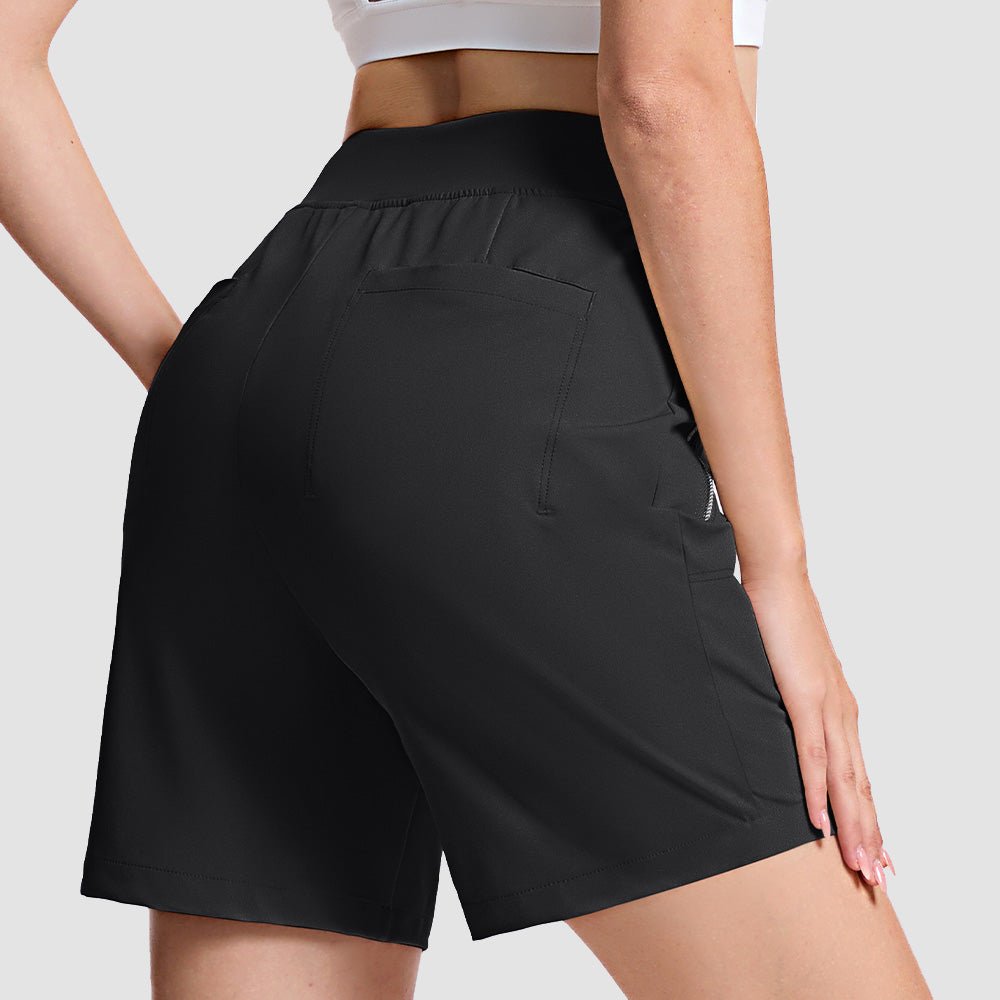 Women's High Waisted Hiking Shorts - Quick Dry Golf Shorts Black by MAGCOMSEN