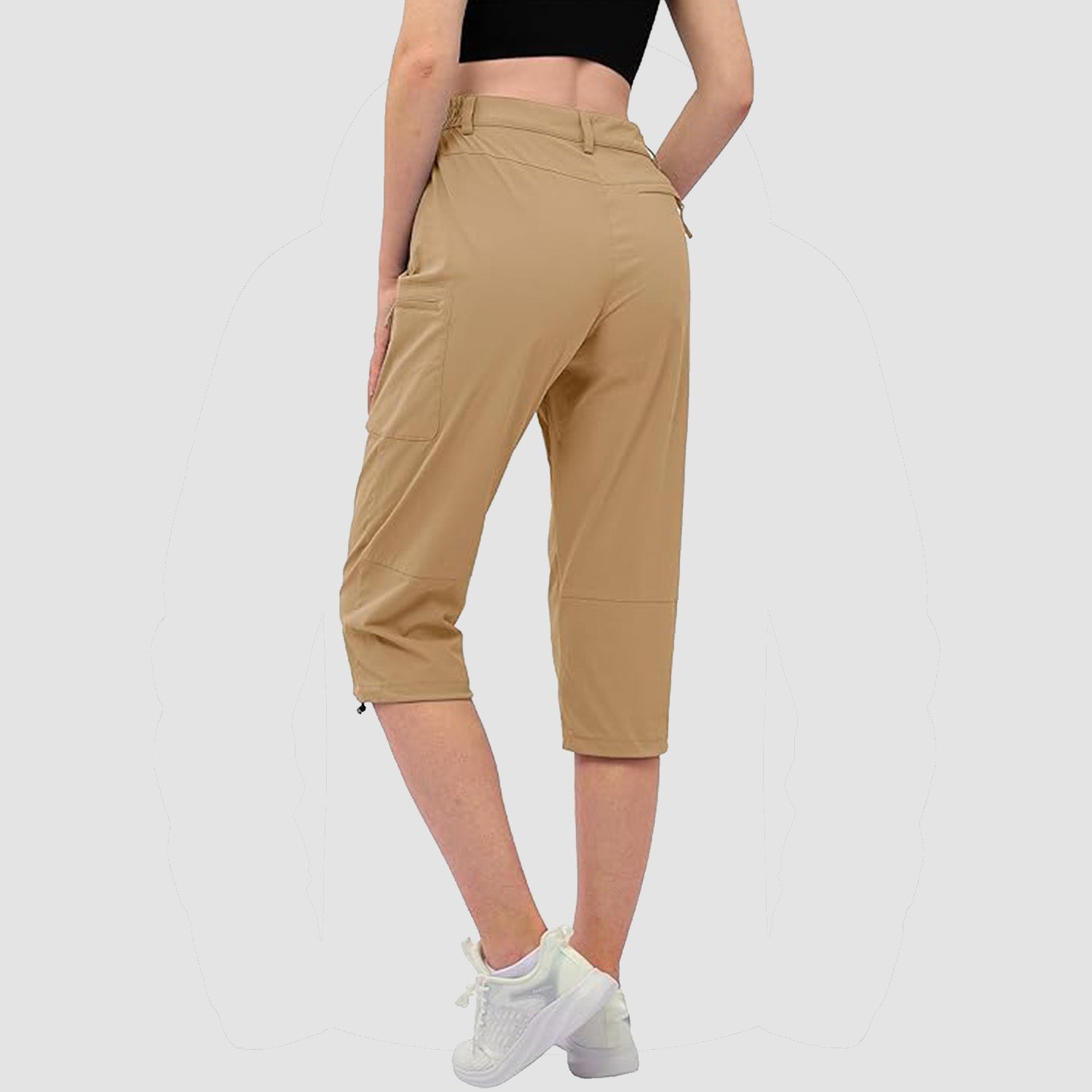 Women's Lightweight Water-Resistant Hiking Capris with 5 Pockets Light Grey by MAGCOMSEN #Color_Khaki