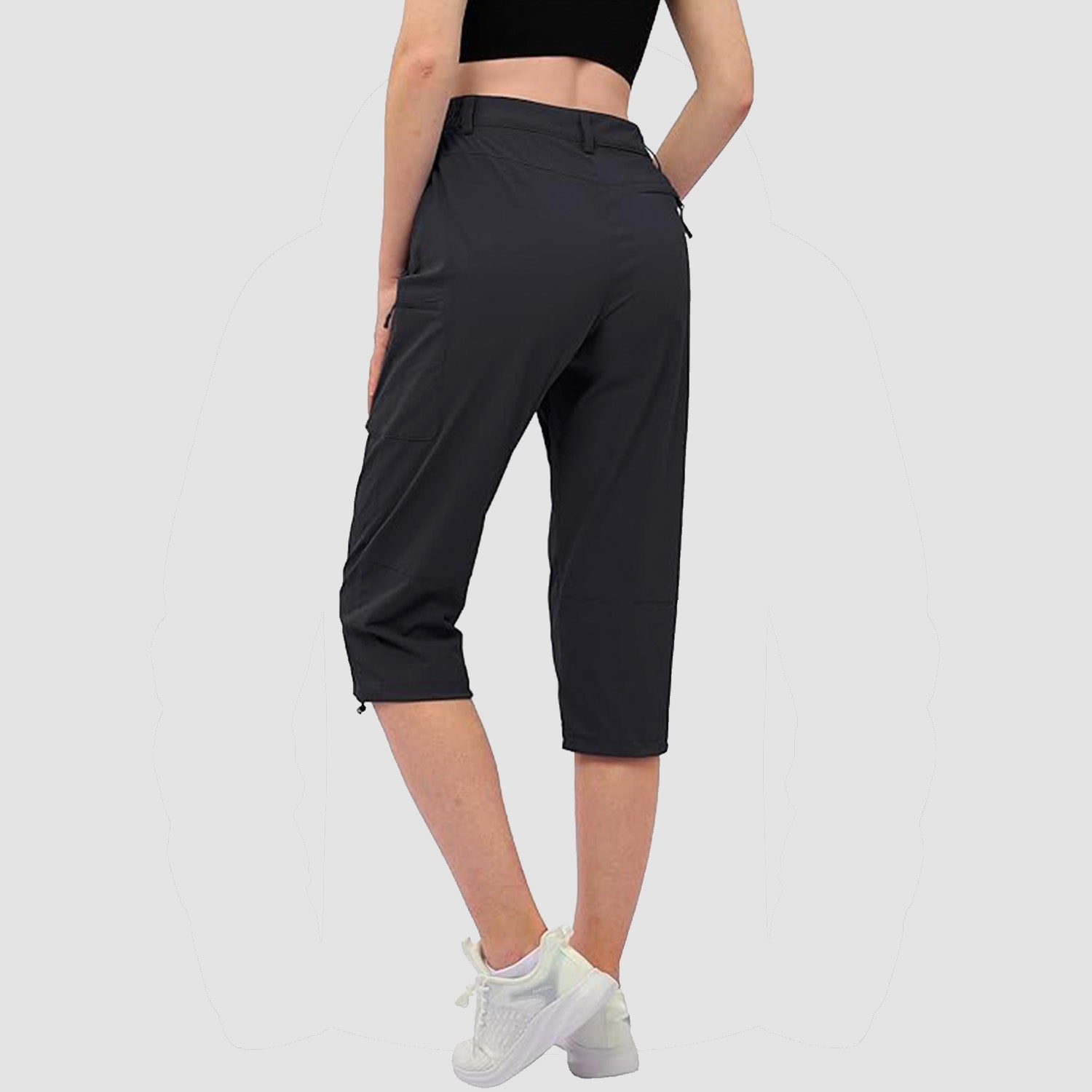 Women's Lightweight Water-Resistant Hiking Capris with 5 Pockets Light Grey by MAGCOMSEN #Color_Black
