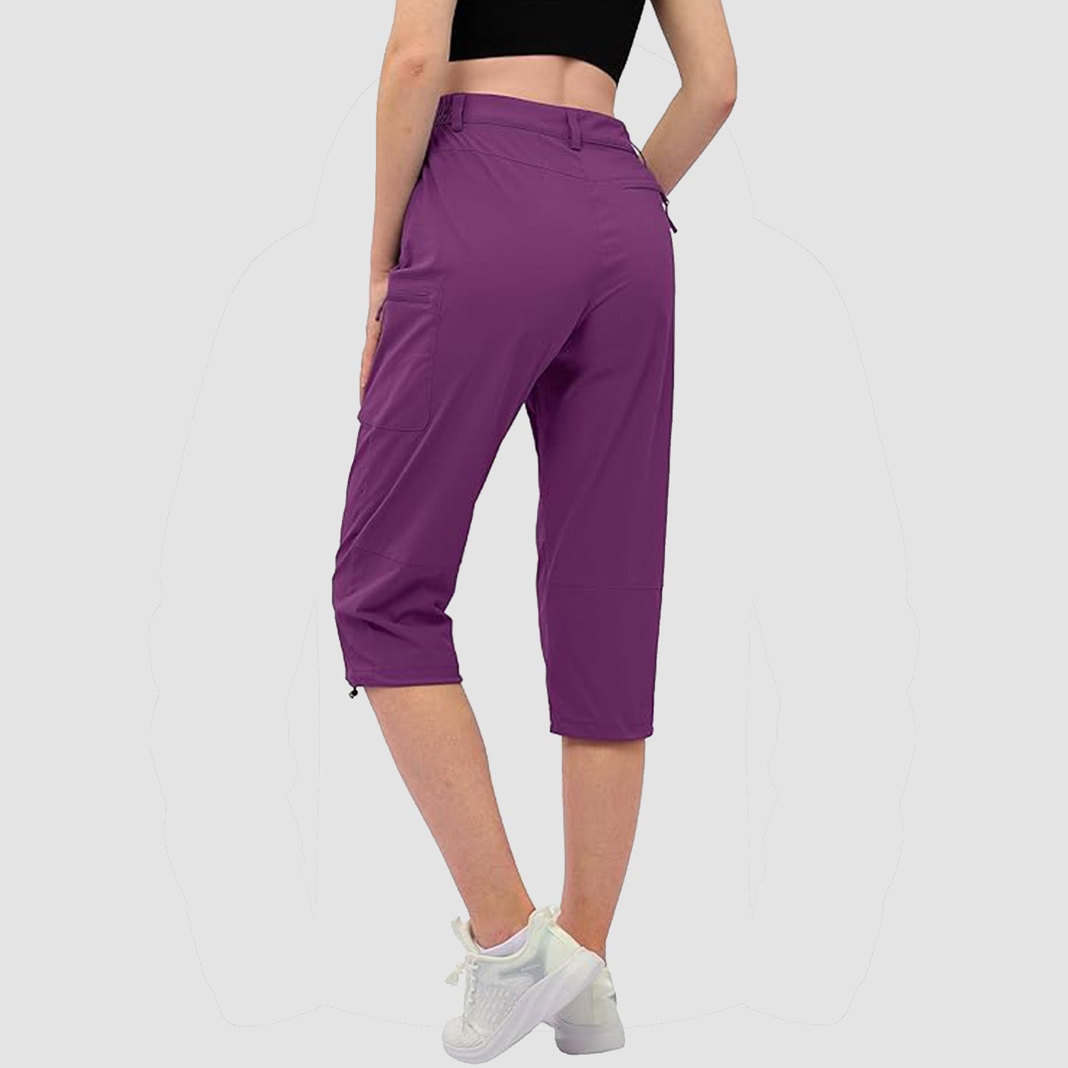 Women's Lightweight Water-Resistant Hiking Capris with 5 Pockets Light Grey by MAGCOMSEN #Color_Purple