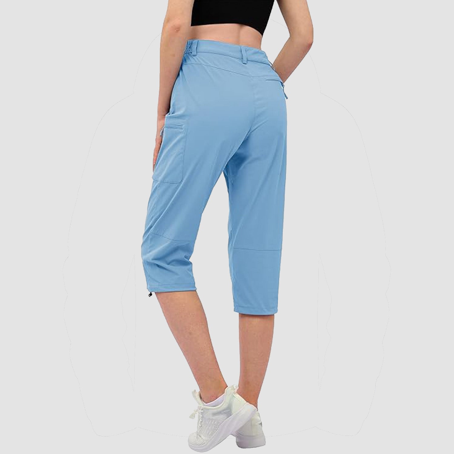 Women's Lightweight Water-Resistant Hiking Capris with 5 Pockets Light Grey by MAGCOMSEN #Color_Light Blue