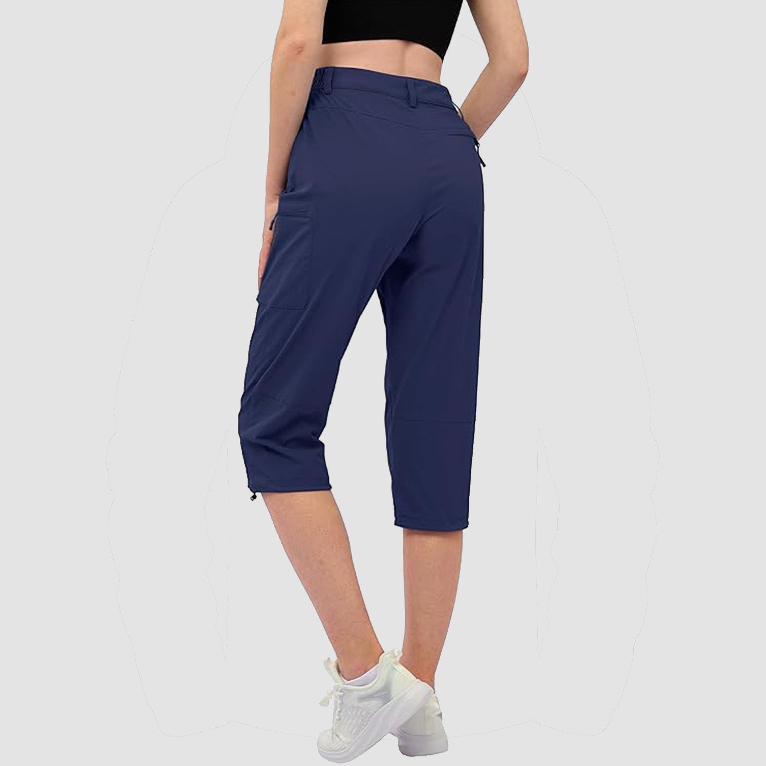 Navy  Women's Lightweight Water-Resistant Hiking Capris with 5 Pockets - MAGCOMSEN