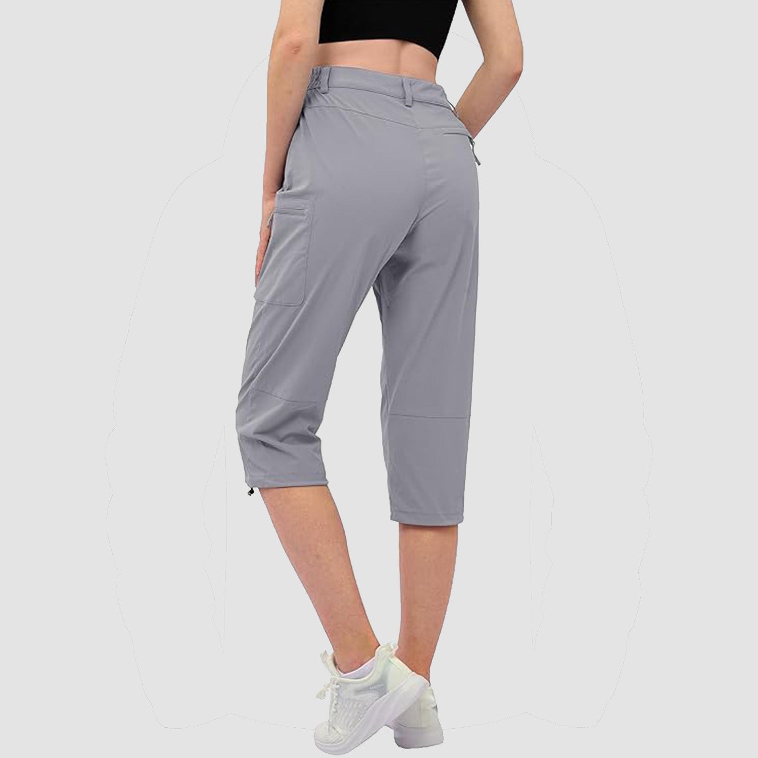 Women's Lightweight Water-Resistant Hiking Capris with 5 Pockets Light Grey by MAGCOMSEN #Color_Light Grey