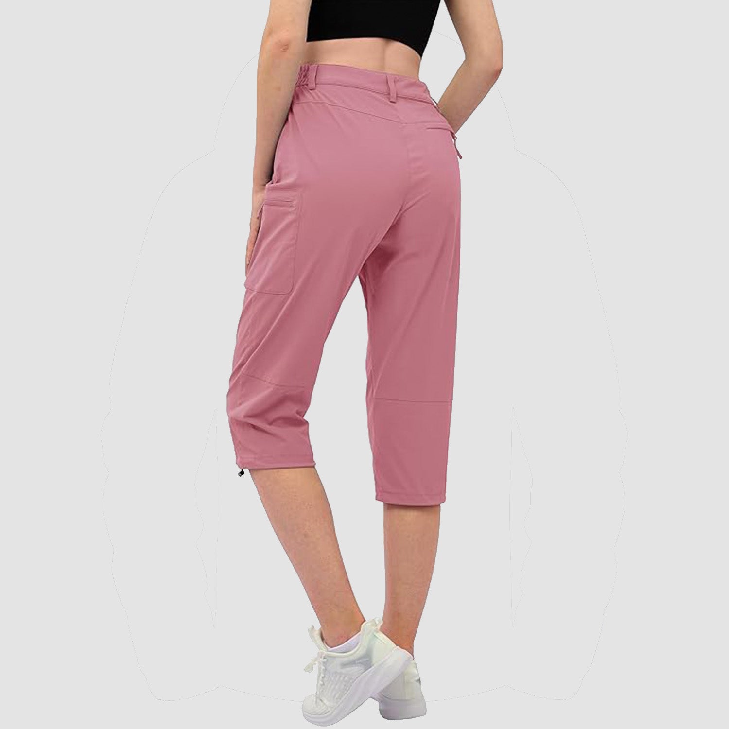 Women's Lightweight Water-Resistant Hiking Capris with 5 Pockets Light Grey by MAGCOMSEN #Color_Grey Pink