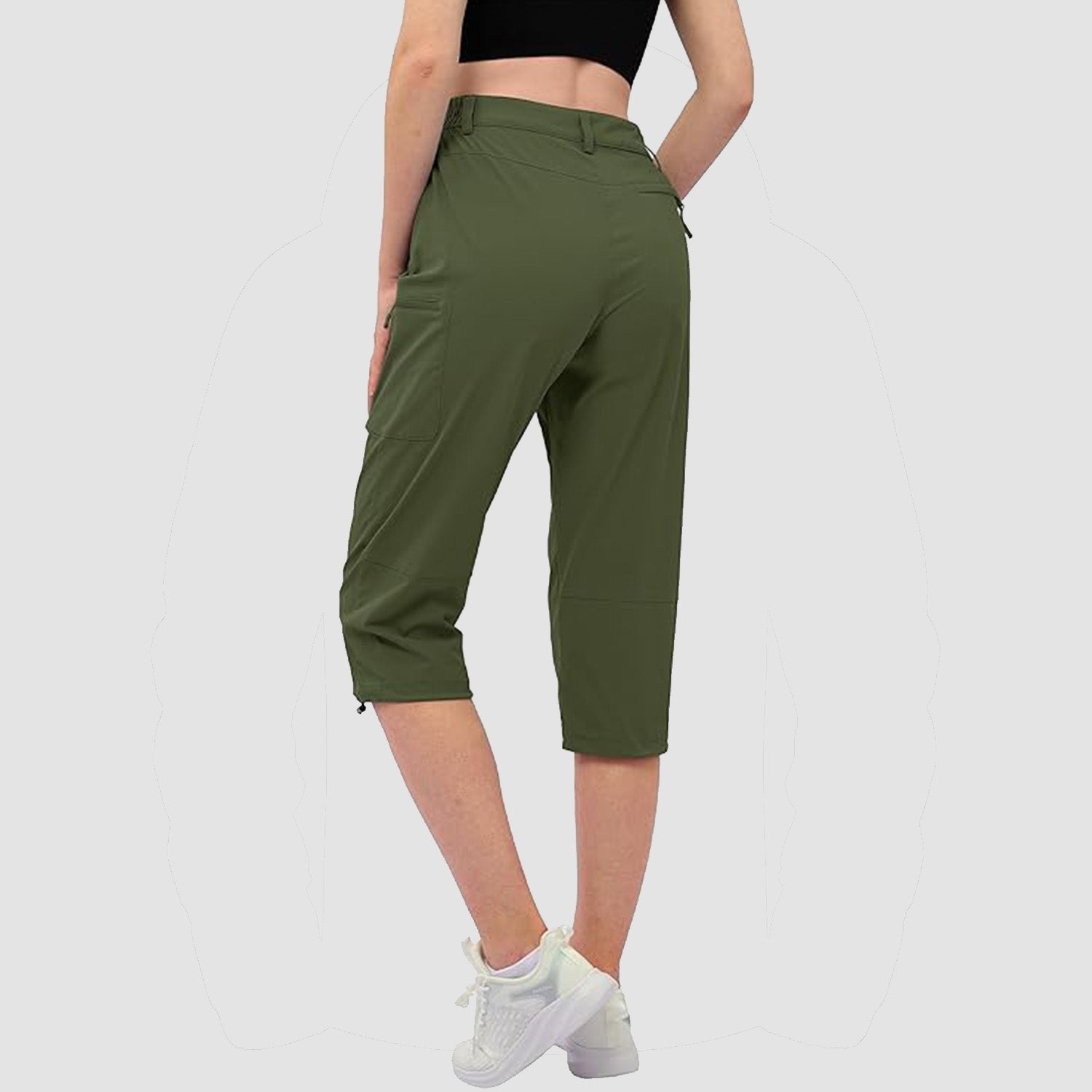 Women's Lightweight Water-Resistant Hiking Capris with 5 Pockets Light Grey by MAGCOMSEN #Color_Army Green