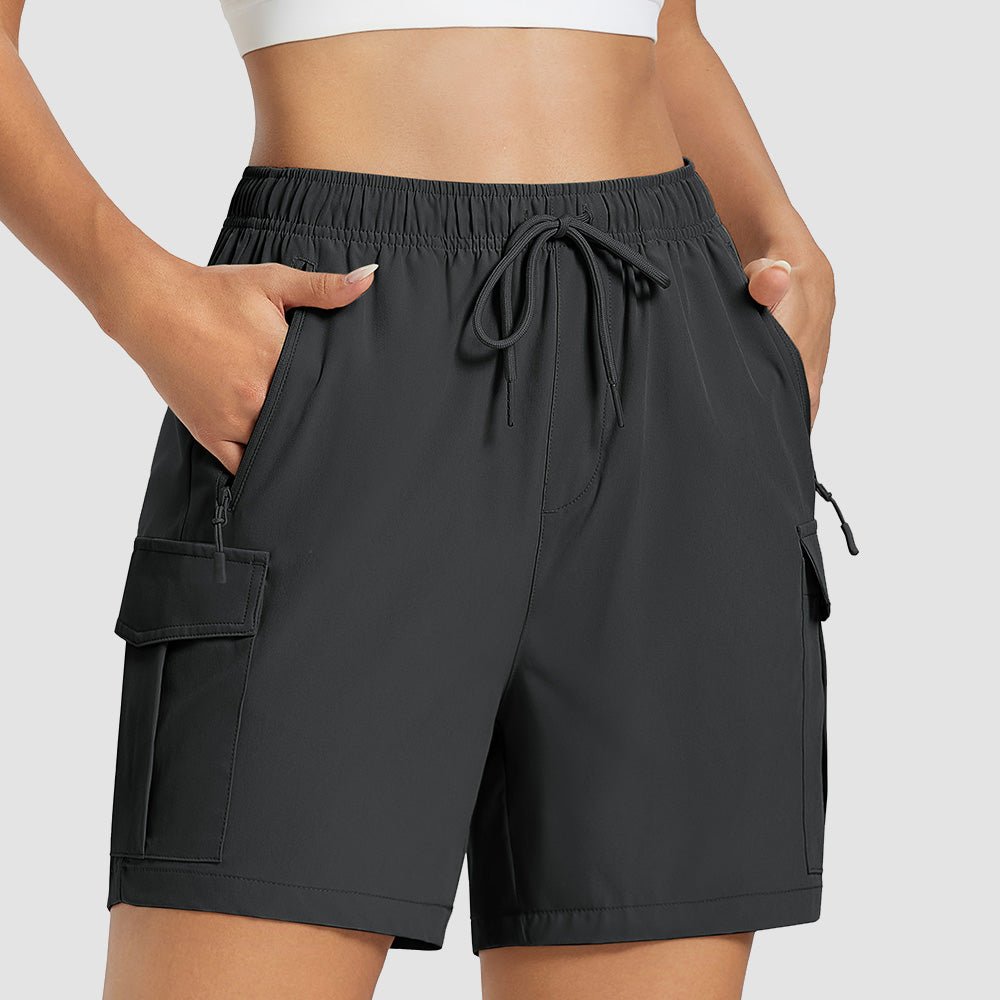 Dark Gray Women's Hiking Cargo Shorts UPF 50+ Quick Dry Golf Shorts with Zipper Pockets - MAGCOMSEN