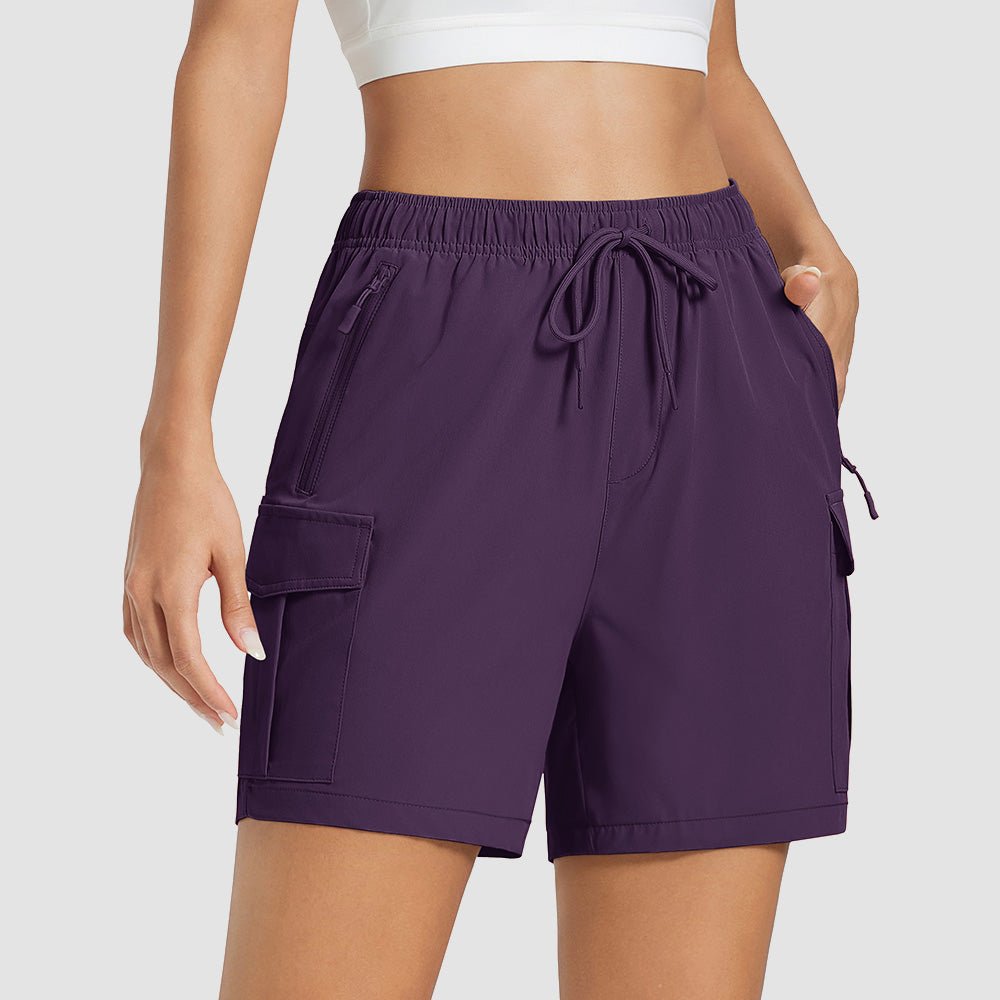 Purplishred Women's Hiking Cargo Shorts UPF 50+ Quick Dry Golf Shorts with Zipper Pockets - MAGCOMSEN