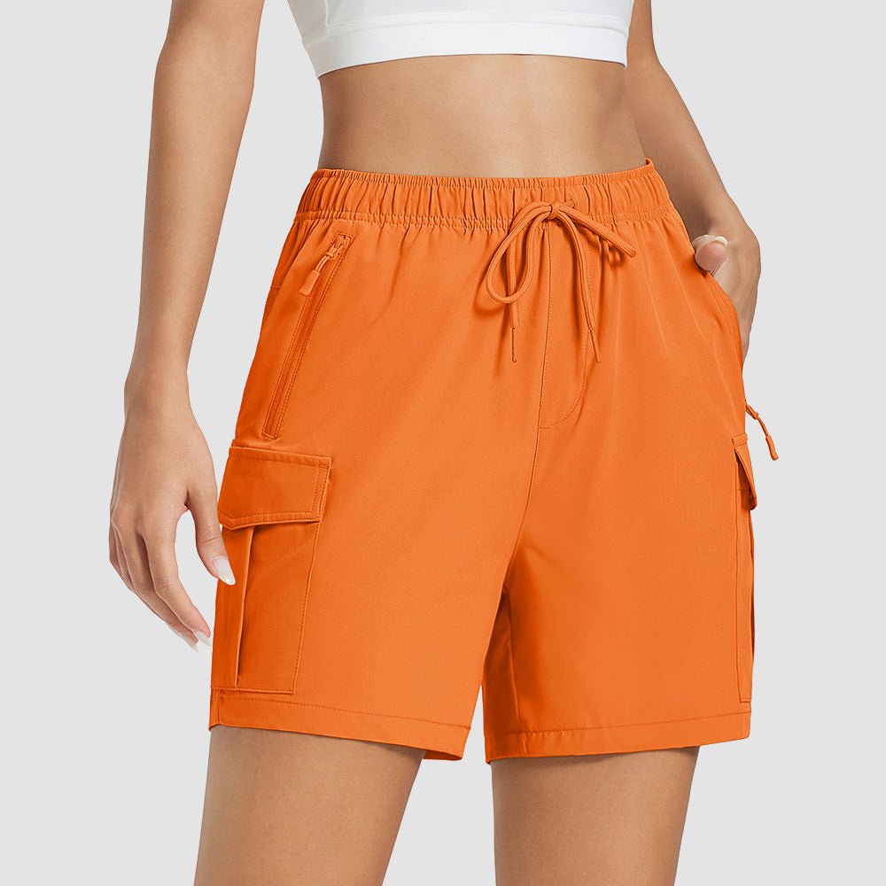 Orange Women's Hiking Cargo Shorts UPF 50+ Quick Dry Golf Shorts with Zipper Pockets - MAGCOMSEN