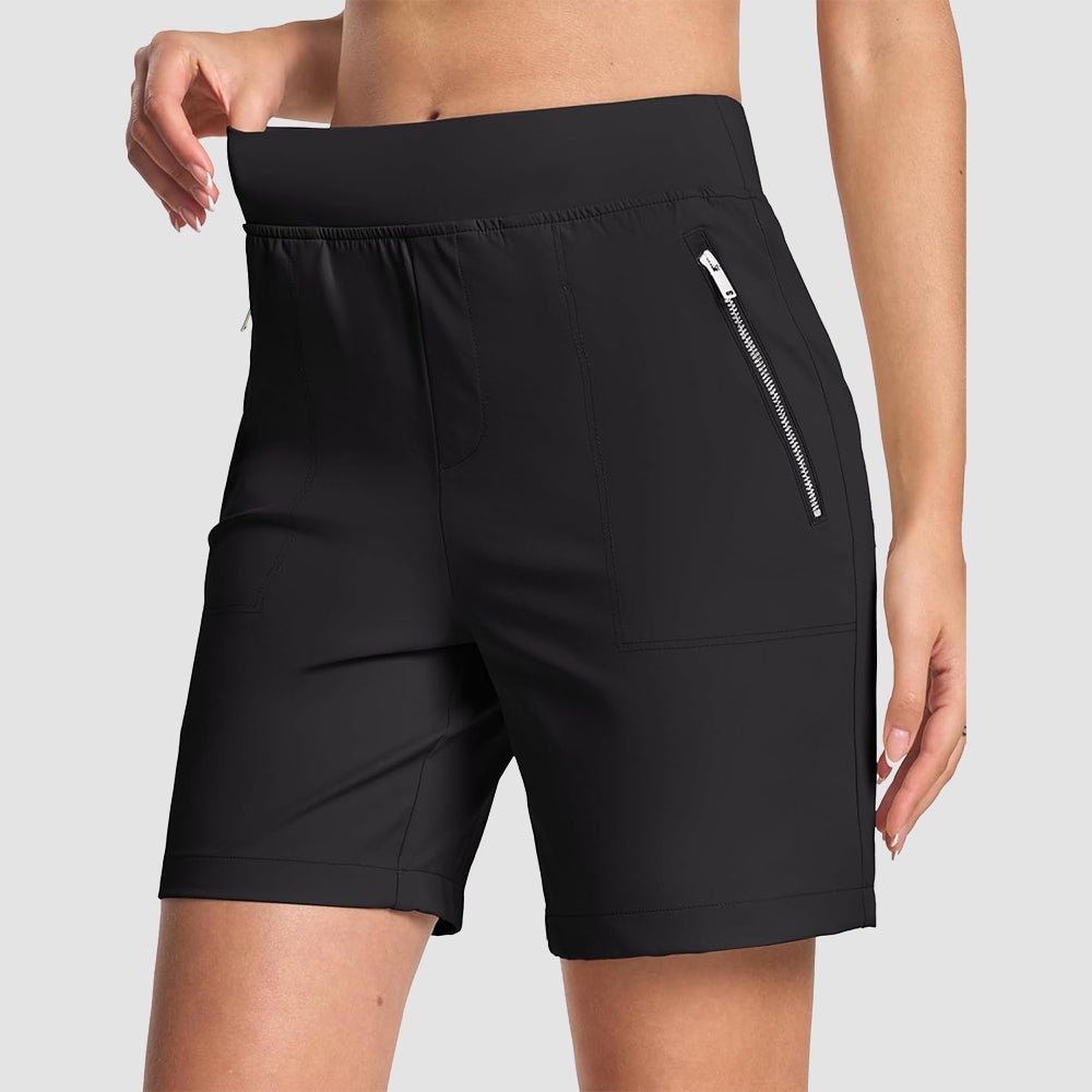 Black Women's Lightweight Athletic Hiking Shorts - MAGCOMSEN