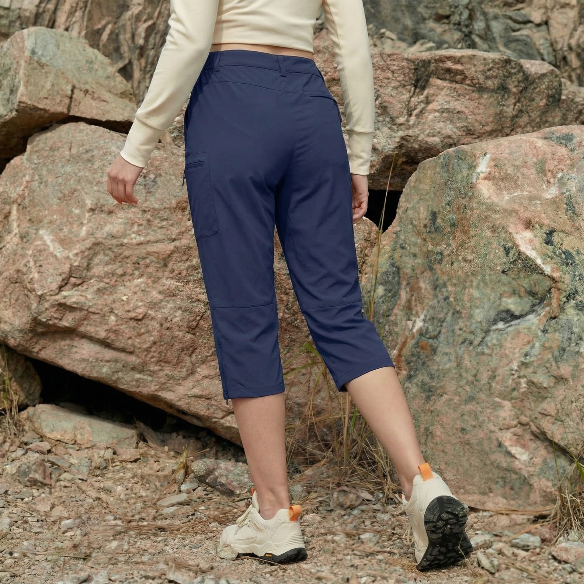 Women's Lightweight Water-Resistant Hiking Capris with 5 Pockets Light Grey by MAGCOMSEN #Color_Navy