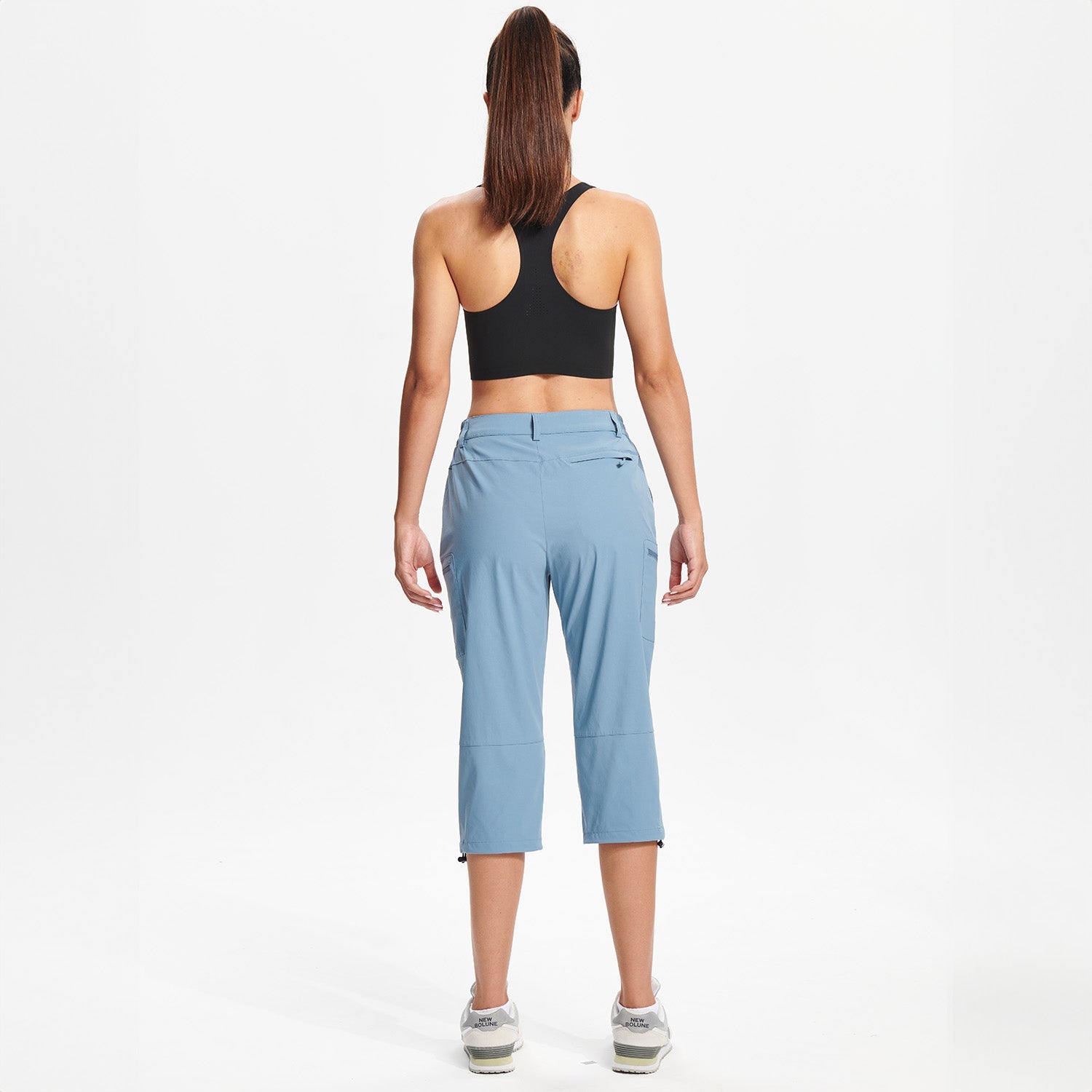 Light Blue Women's Lightweight Water-Resistant Hiking Capris with 5 Pockets - MAGCOMSEN