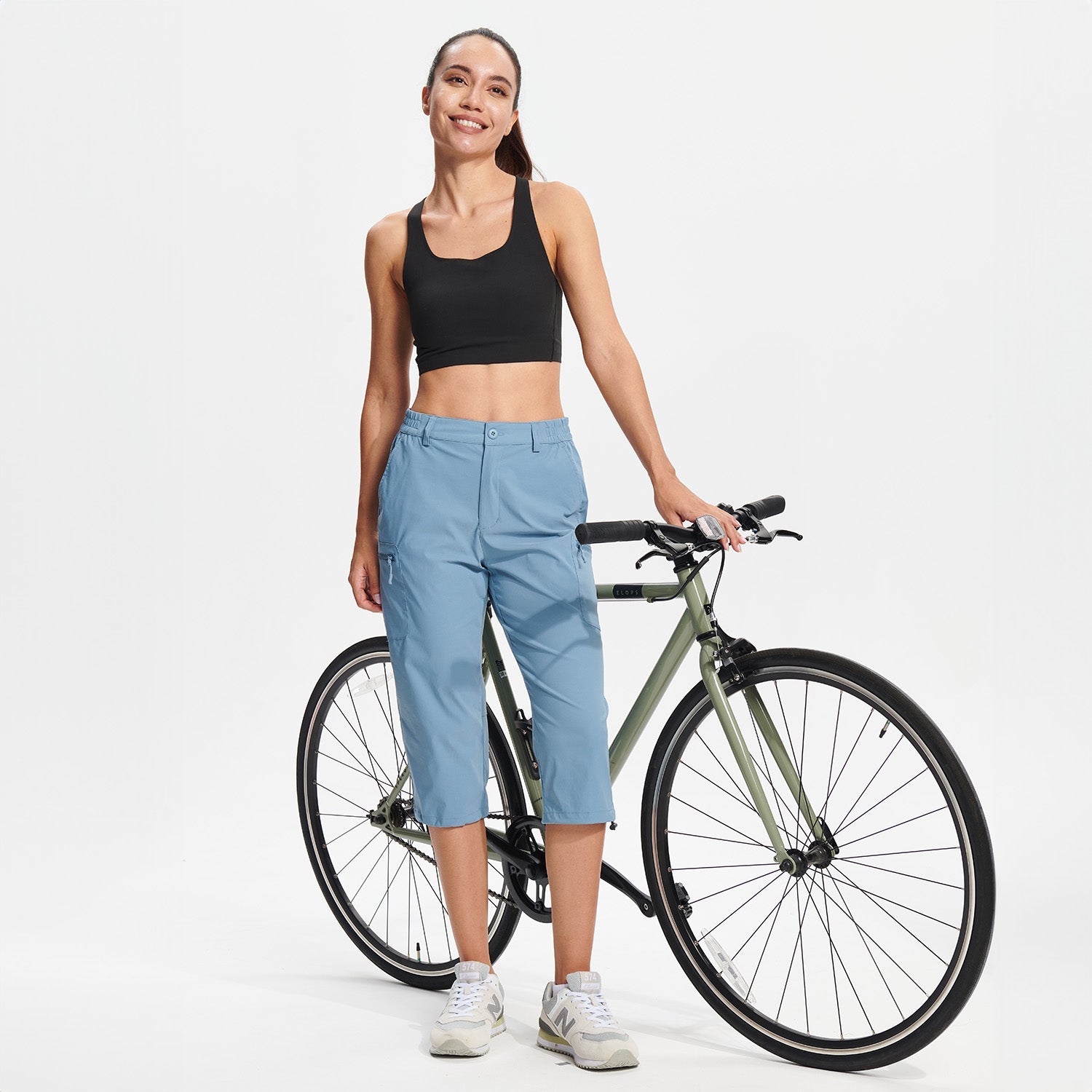 Women's Lightweight Water-Resistant Hiking Capris with 5 Pockets Light Grey by MAGCOMSEN #Color_Light Blue