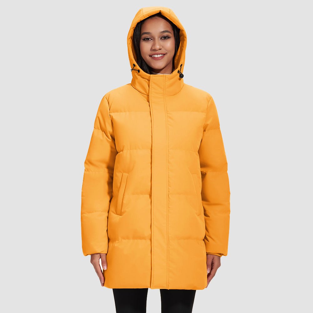 Turmeric Women's Long Down Parka Waterproof Hooded Winter Puffer Coat - MAGCOMSEN
