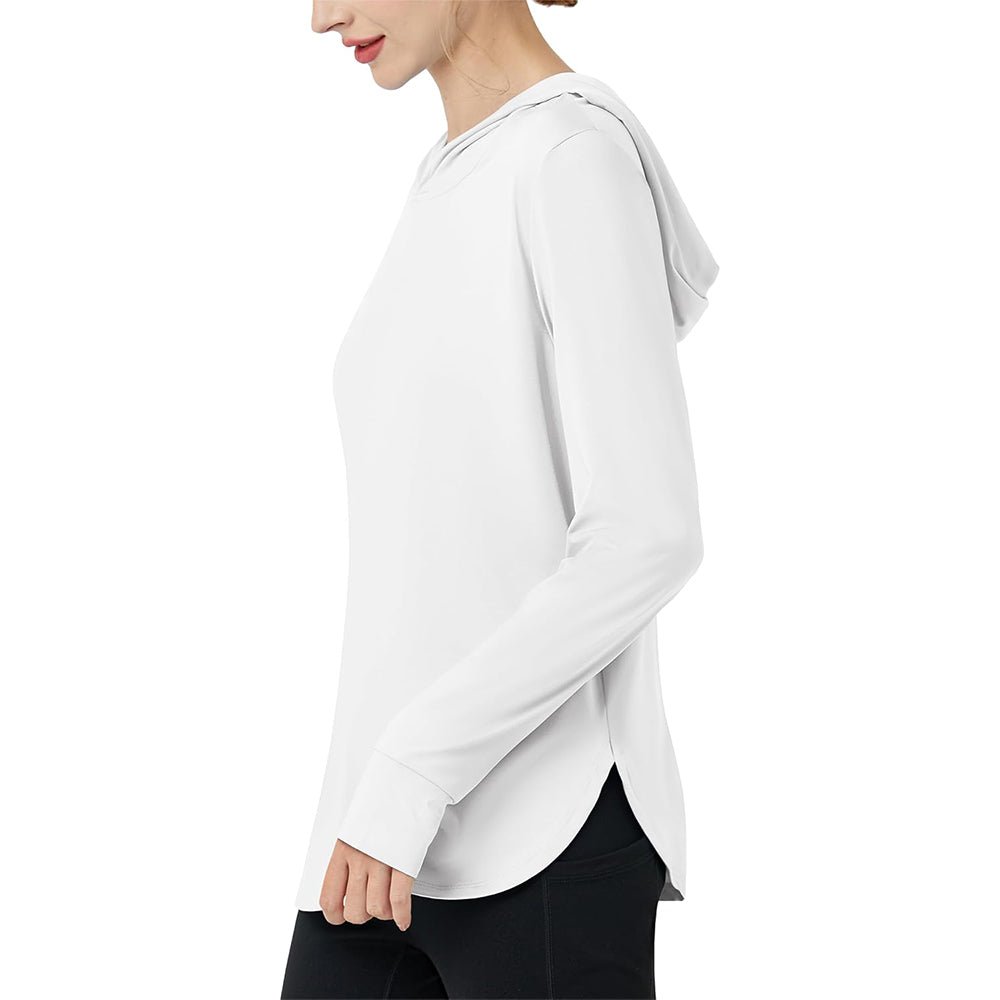 White Women's Long Sleeve UPF 80+ Lightweight Rashguard Hoodie - MAGCOMSEN
