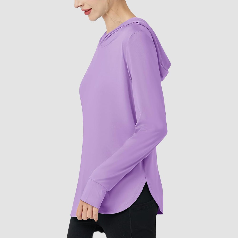 Light Purple Women's Long Sleeve UPF 80+ Lightweight Rashguard Hoodie - MAGCOMSEN