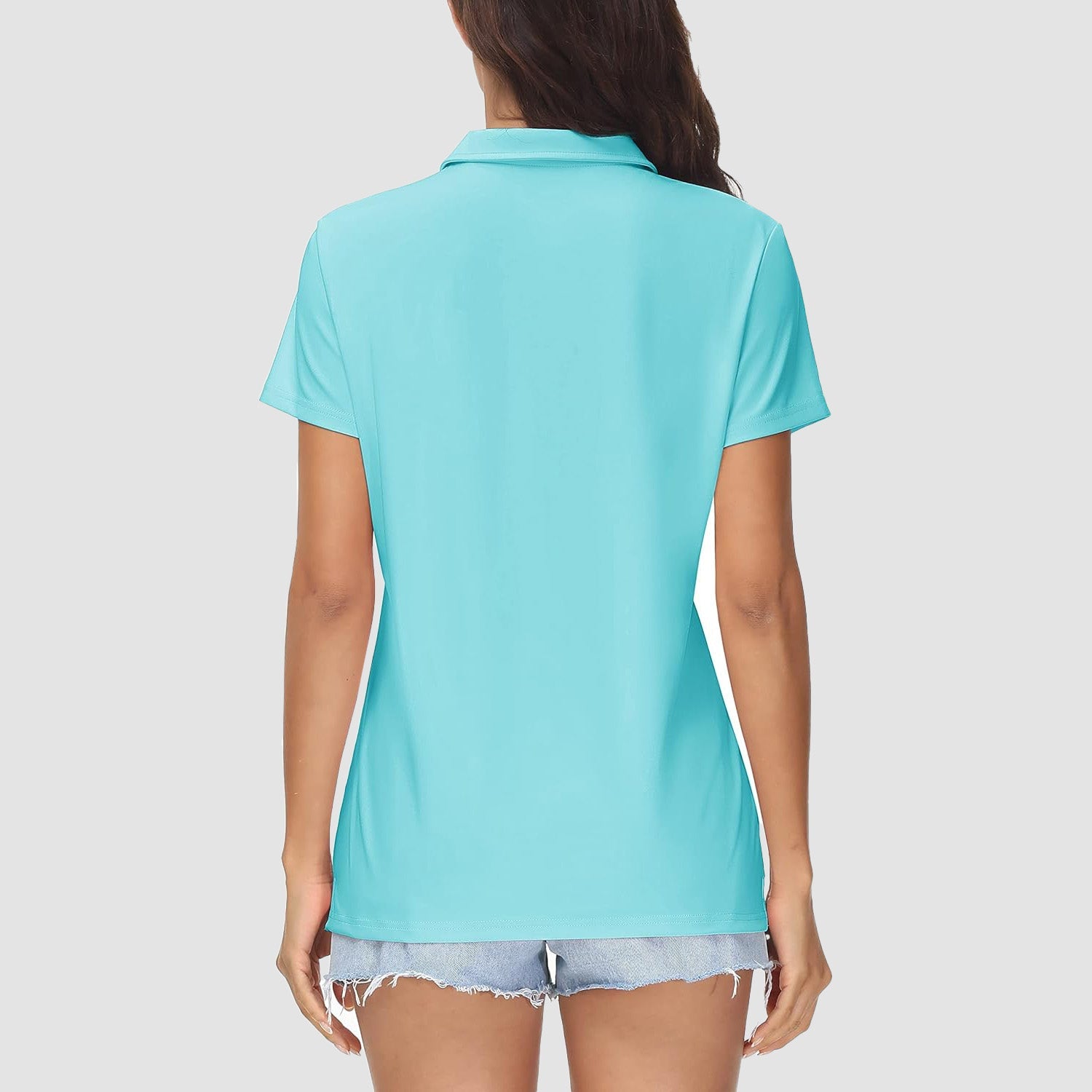 Blue Women's UPF 50+ Sun Protection Polo Shirt, Quick-Dry