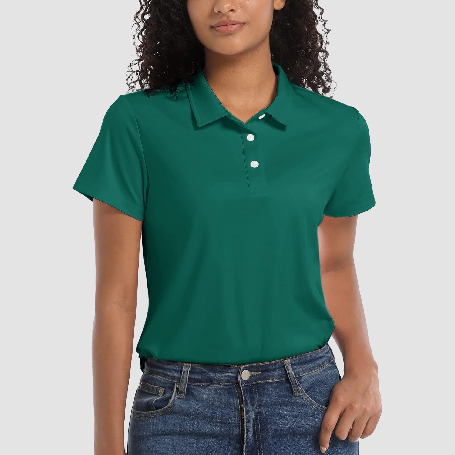 Jade Green Women's UPF 50+ Sun Protection Polo Shirt, Quick-Dry