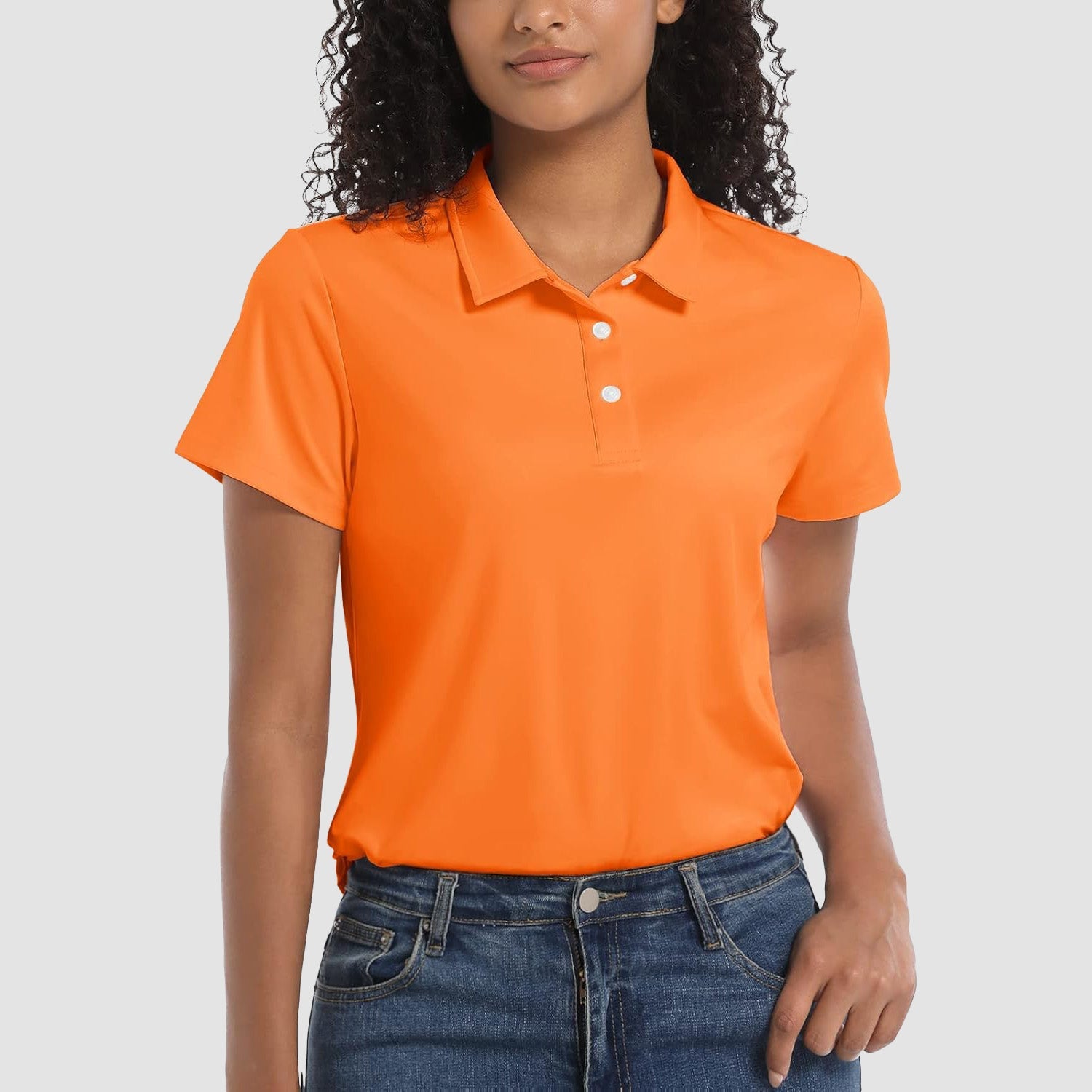Bright Orange Women's UPF 50+ Sun Protection Polo Shirt, Quick-Dry