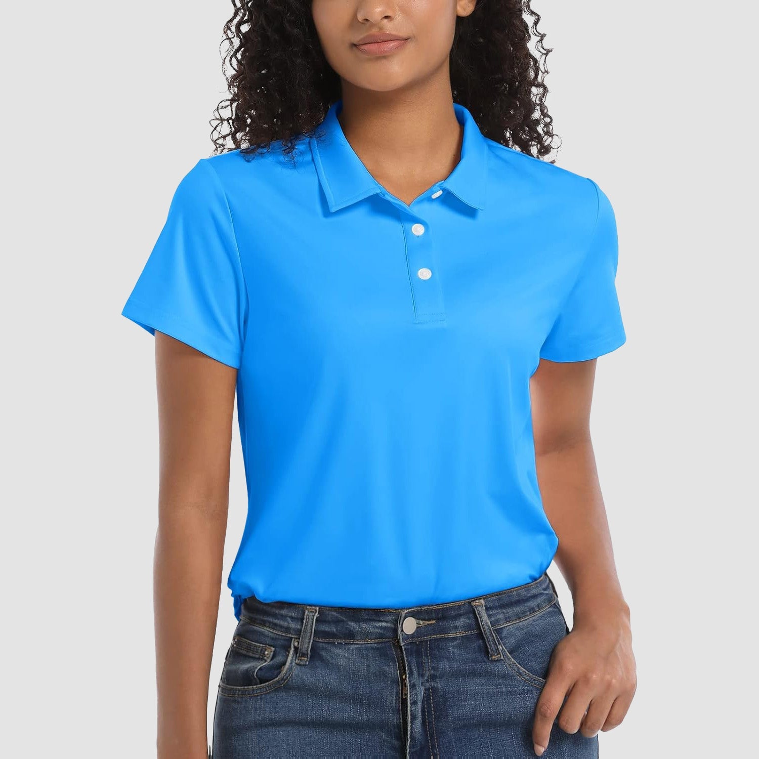 Azure Women's UPF 50+ Sun Protection Polo Shirt, Quick-Dry
