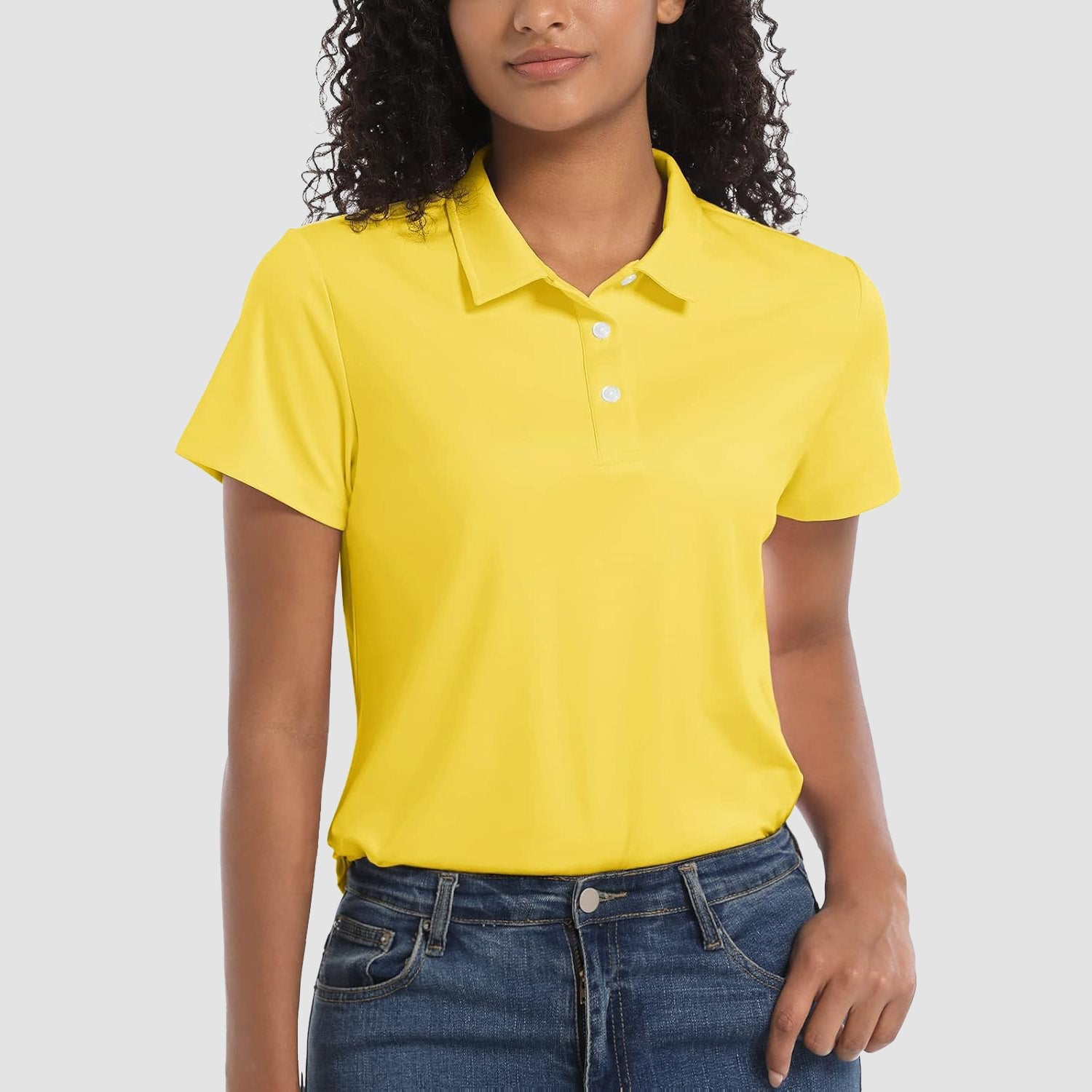 Yellow Women's UPF 50+ Sun Protection Polo Shirt, Quick-Dry
