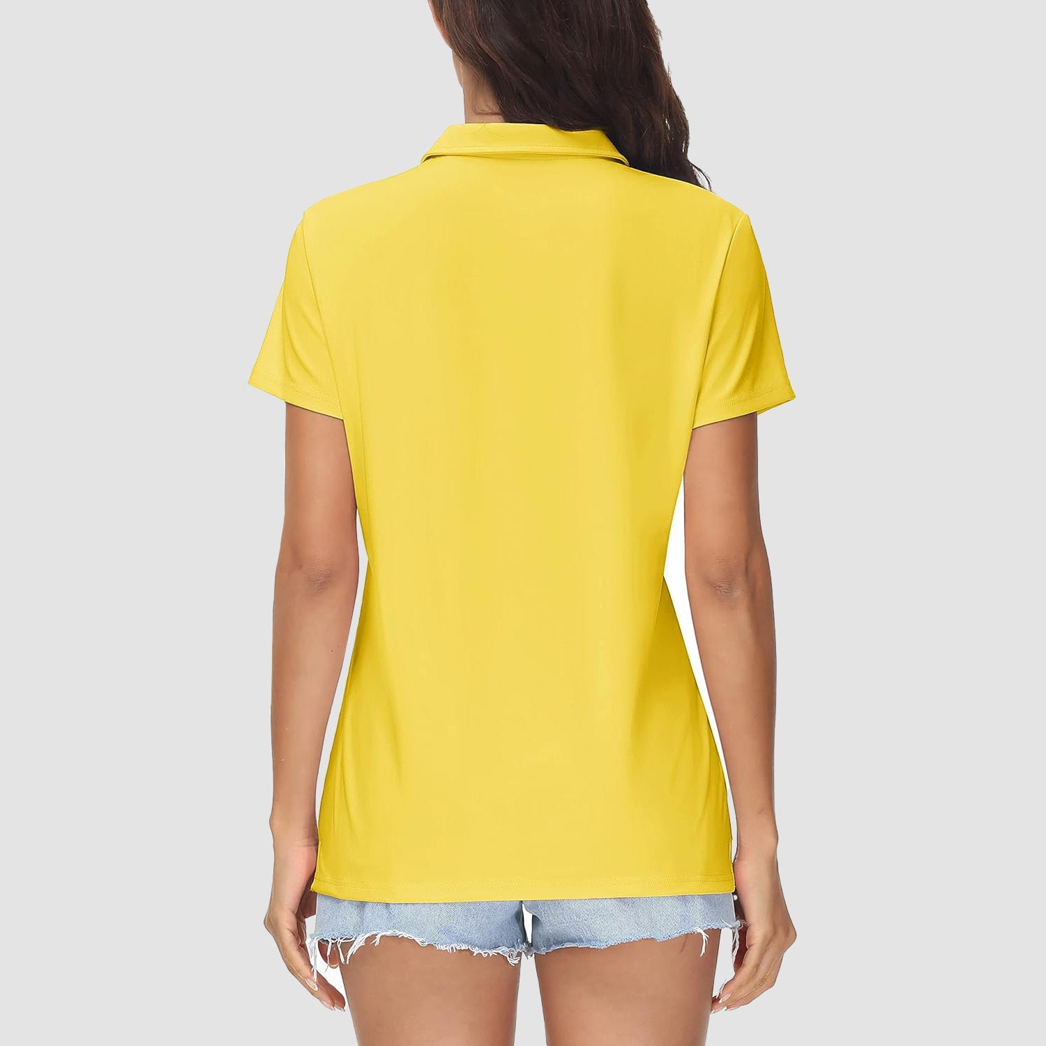 Yellow Women's UPF 50+ Sun Protection Polo Shirt, Quick-Dry