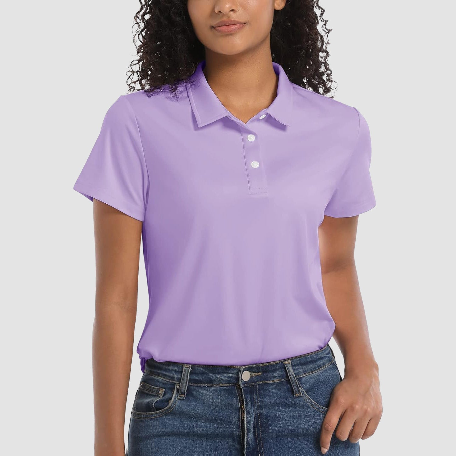 Light Purple Women's UPF 50+ Sun Protection Polo Shirt, Quick-Dry