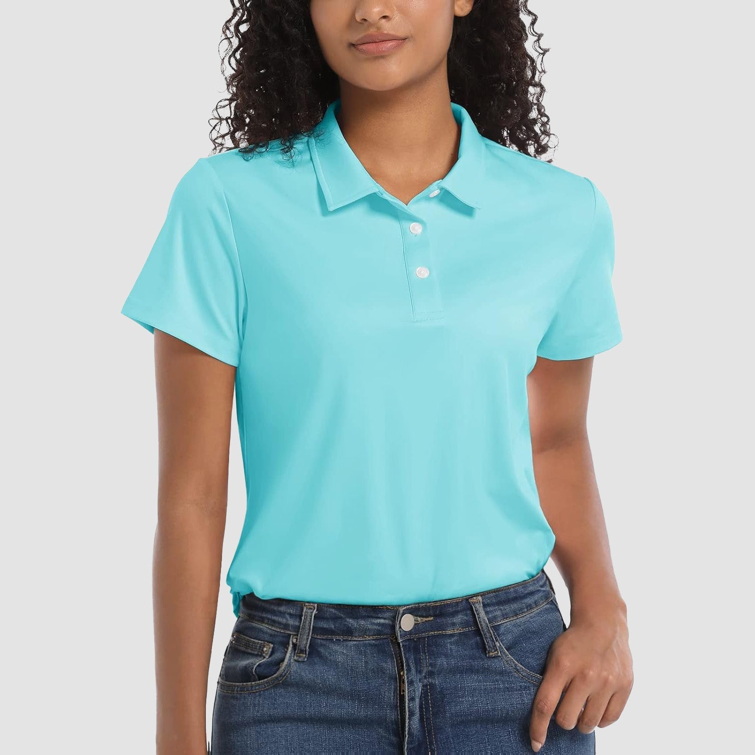 Blue Women's UPF 50+ Sun Protection Polo Shirt, Quick-Dry