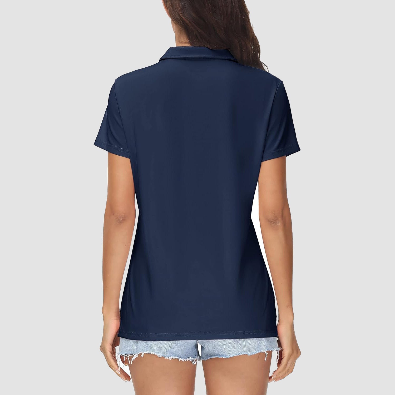 Navy Women's UPF 50+ Sun Protection Polo Shirt, Quick-Dry