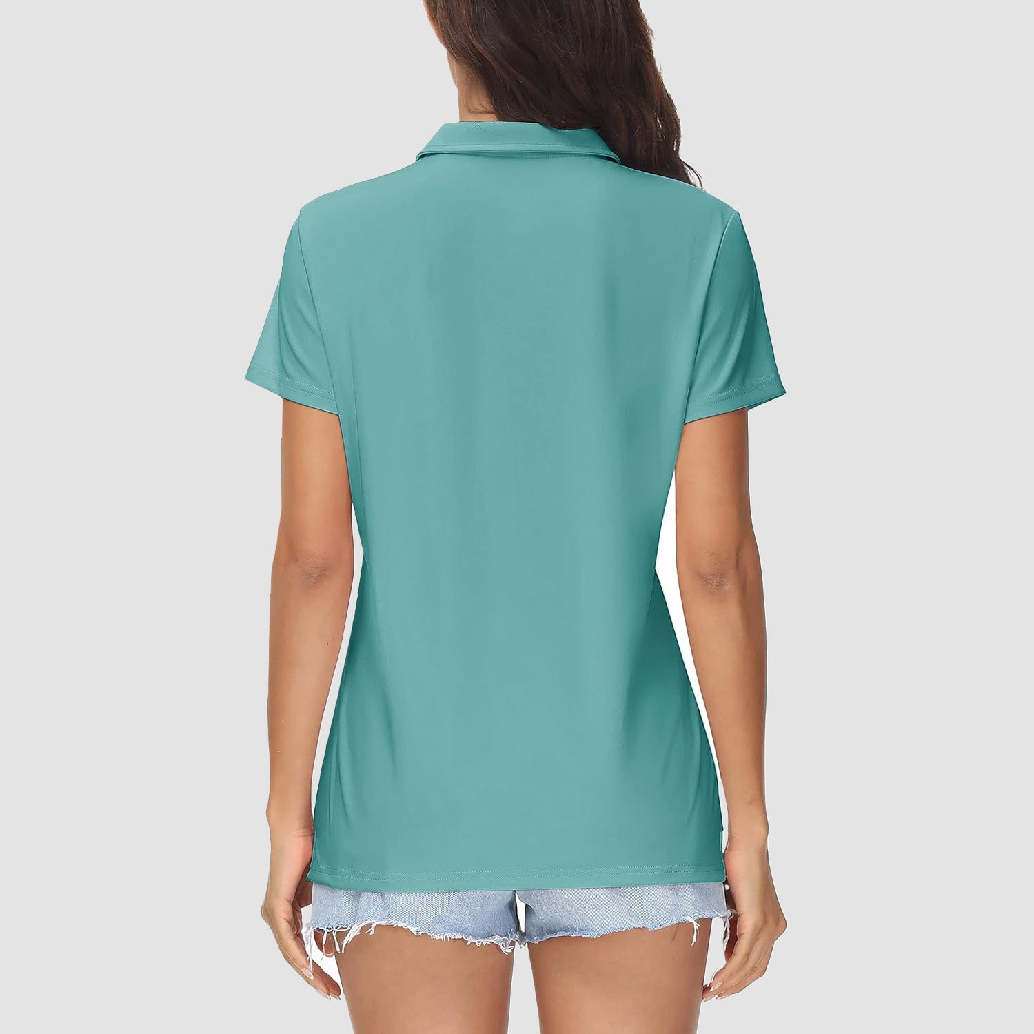 Grey Green Women's UPF 50+ Sun Protection Polo Shirt, Quick-Dry
