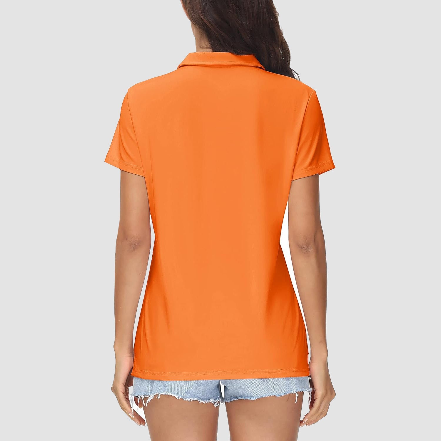 Bright Orange Women's UPF 50+ Sun Protection Polo Shirt, Quick-Dry