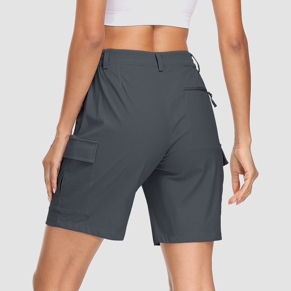 Dark Grey Women's Quick Dry Cargo Shorts - 5 - Pocket & Ripstop - MAGCOMSEN