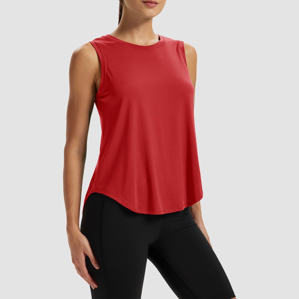 True Red Women's Quick - Dry Yoga Muscle Tank (Open Back) - MAGCOMSEN