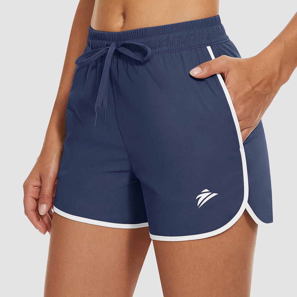 Navy Women's Running Shorts with 2 Pockets Quick Dry Yoga Shorts - MAGCOMSEN