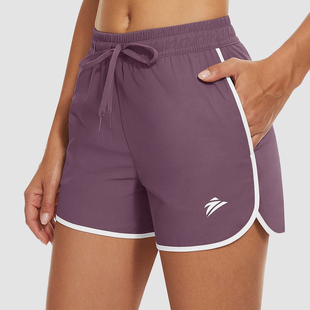 Purple Women's Running Shorts with 2 Pockets Quick Dry Yoga Shorts - MAGCOMSEN