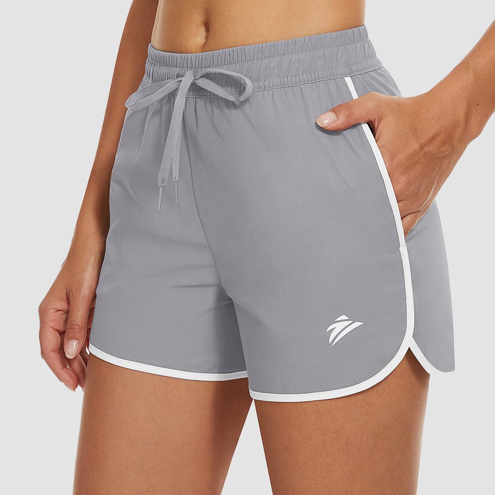 Light Grey Women's Running Shorts with 2 Pockets Quick Dry Yoga Shorts - MAGCOMSEN